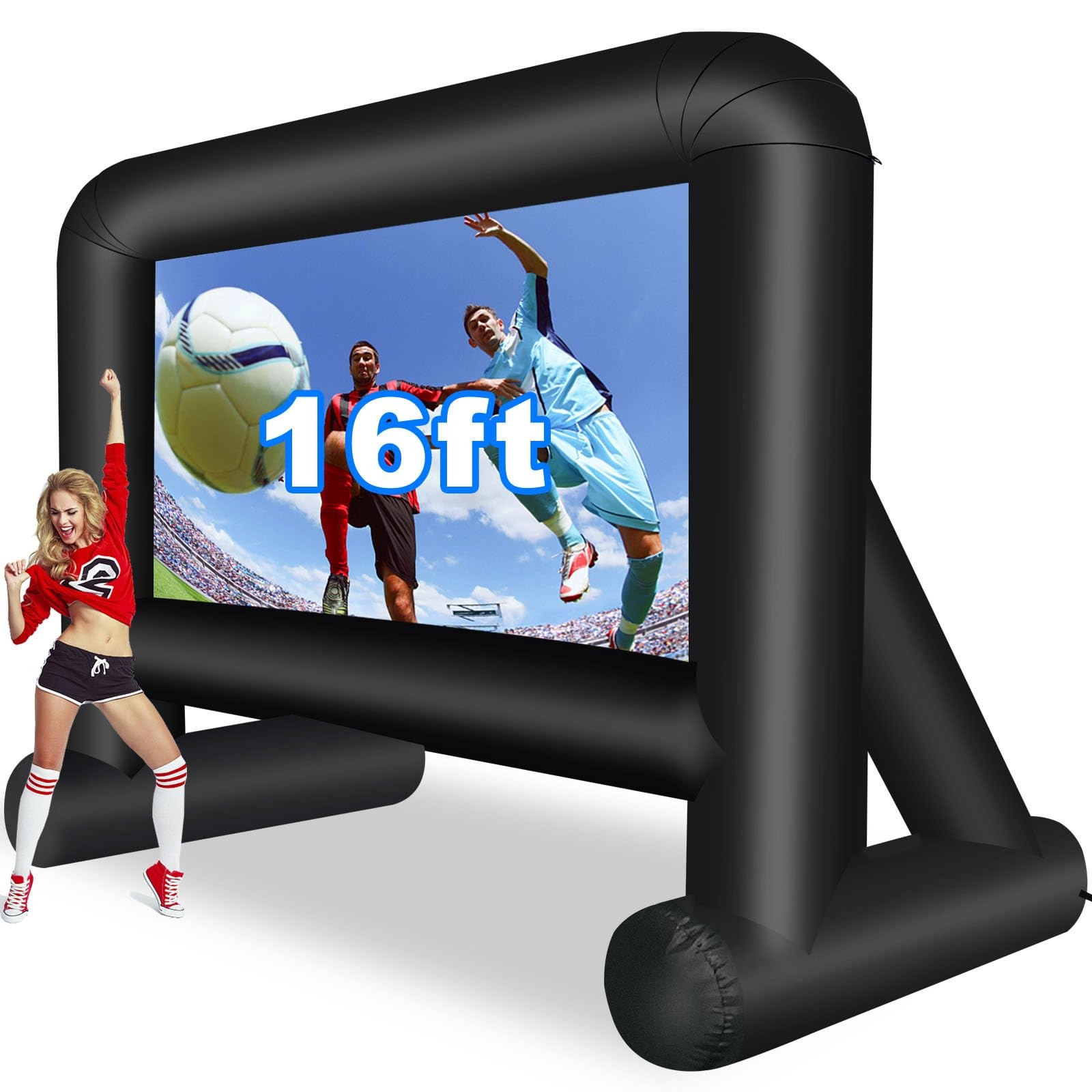 16 Feet Inflatable Movie Screen Outdoor, Projection Screen with Air Blower, T...