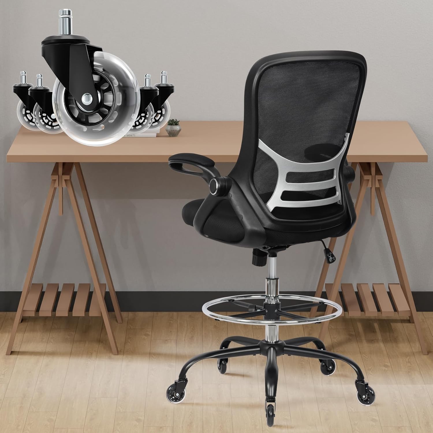 Drafting Chair Adjustable – Tall Office Lumbar Support Ergonomic