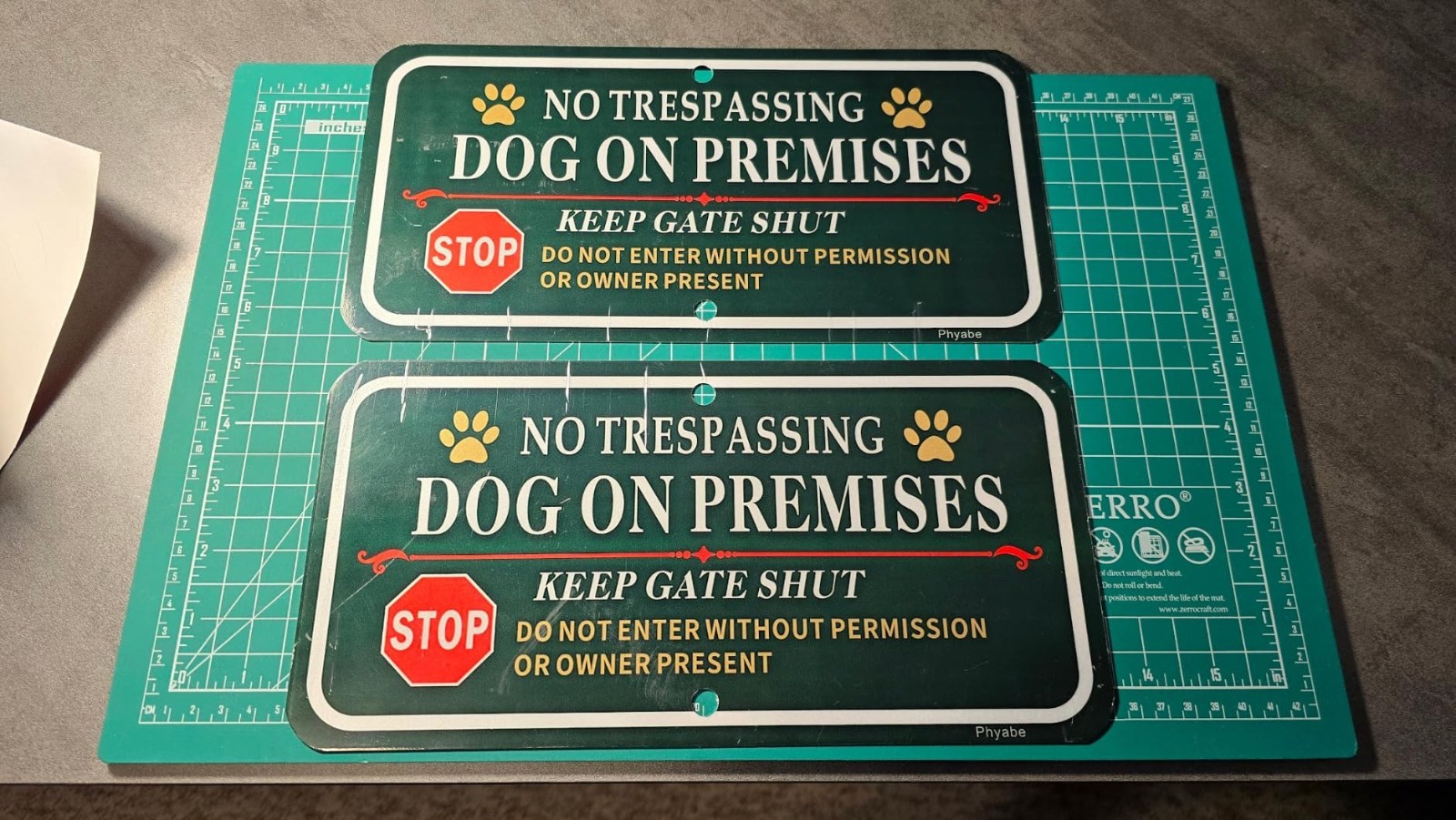 2 Pack No Trespassing Dog on Premises Keep Gate Shut Sign, 12 X 6 Inch Rust Free