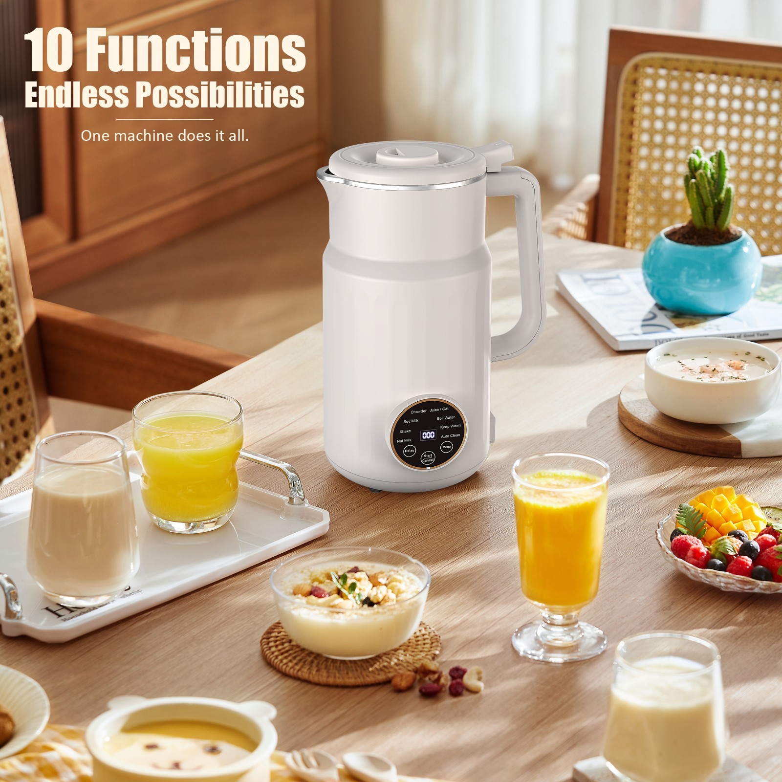 Moreblue 10-in-1 Automatic Nut Milk Maker, 35oz Soy Milk Maker Machine