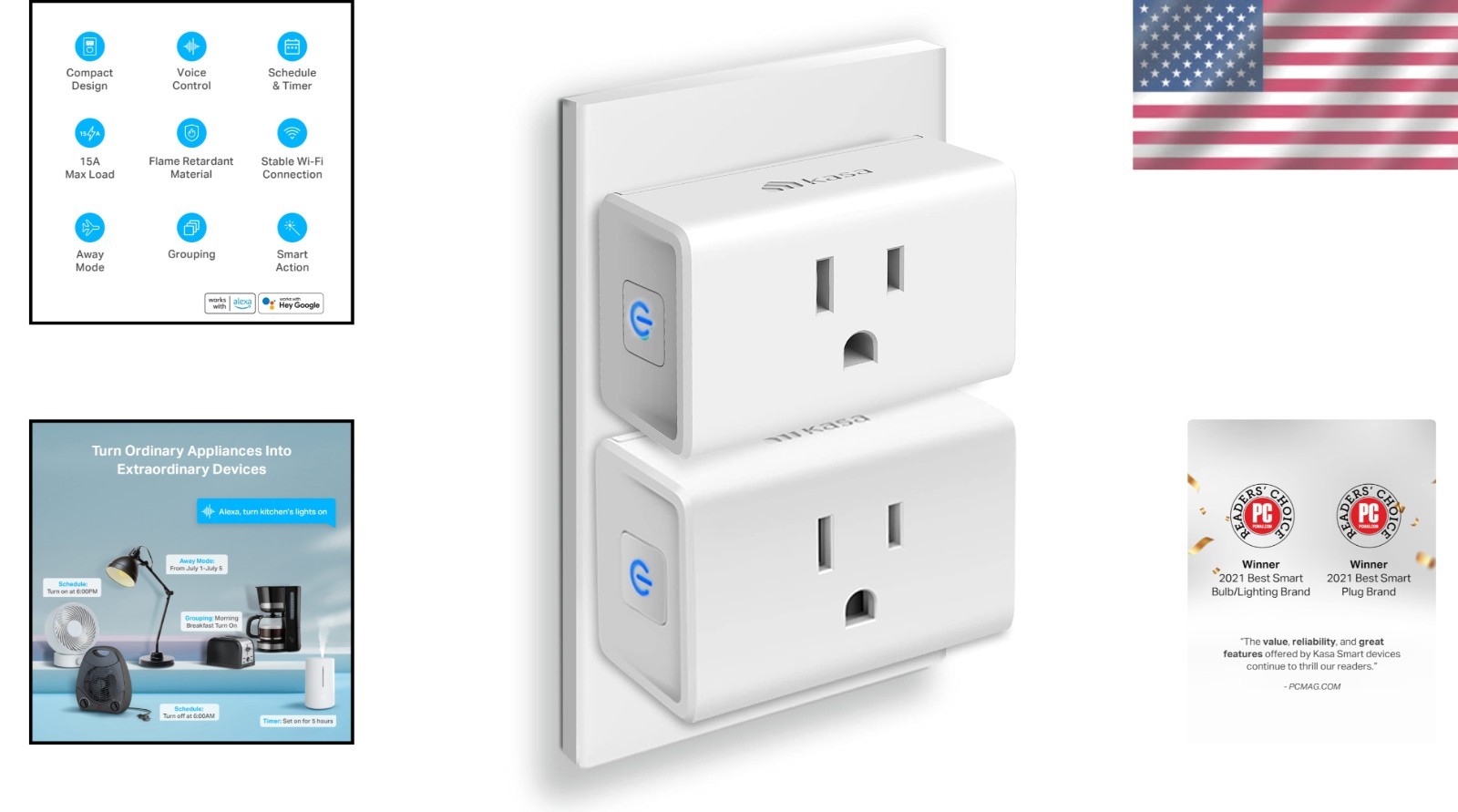 Certified Mini Smart Plugs: Remote Control & Voice Compatibility, 2-Pack