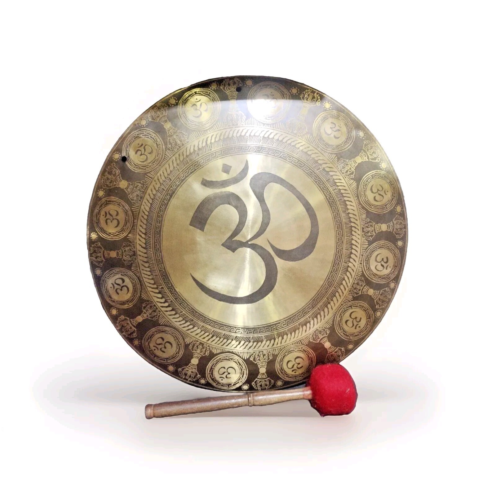 Tibetan Gong 47 Cm Handmade In Nepal Excellent Quality Hindu Mantra Design