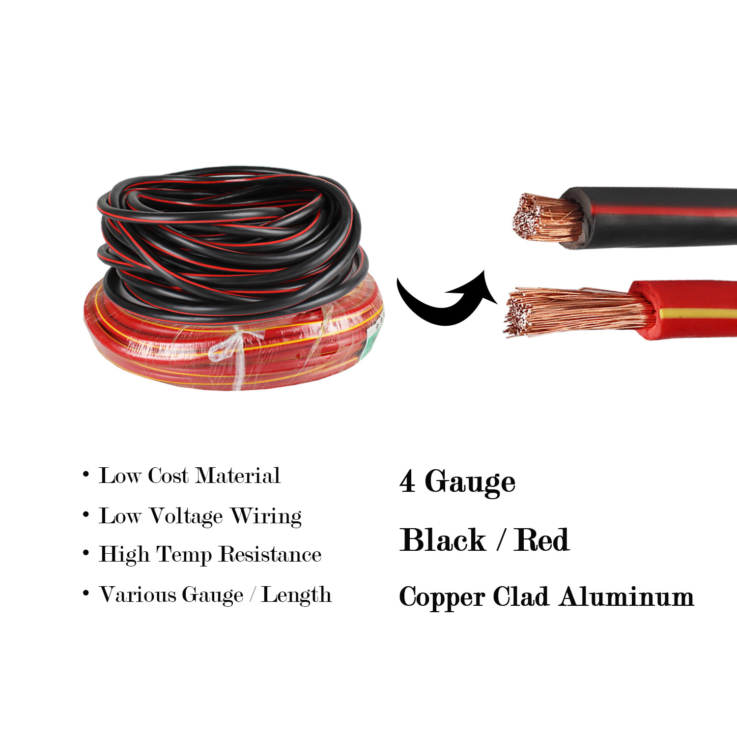 4 AWG Gauge Car Solar Power Wire Truck RV Battery Inverter Welding Strands Cable