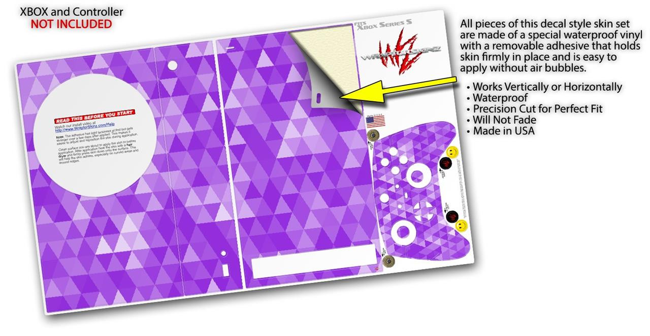 Skin Wrap for XBOX Series S Console Controller Triangle Mosaic Purple