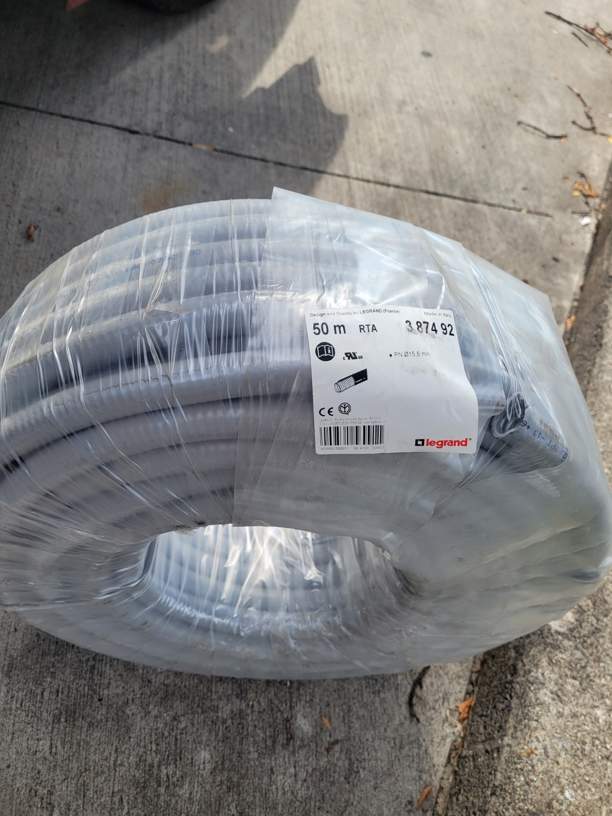 Legrand Flexible Metallic Conduit Gray Ø15.5mm 50m Coil MPN 387492 1/2 in