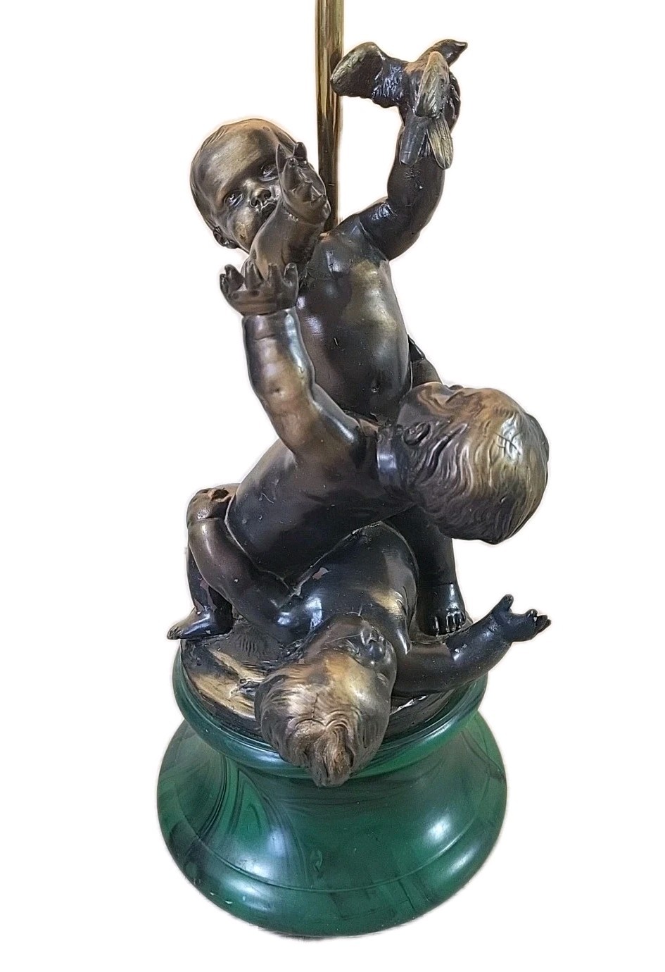 Vintage Cherubs Putti Lamp Bronze Coloured Figurines French Art Deco 72cm Tall