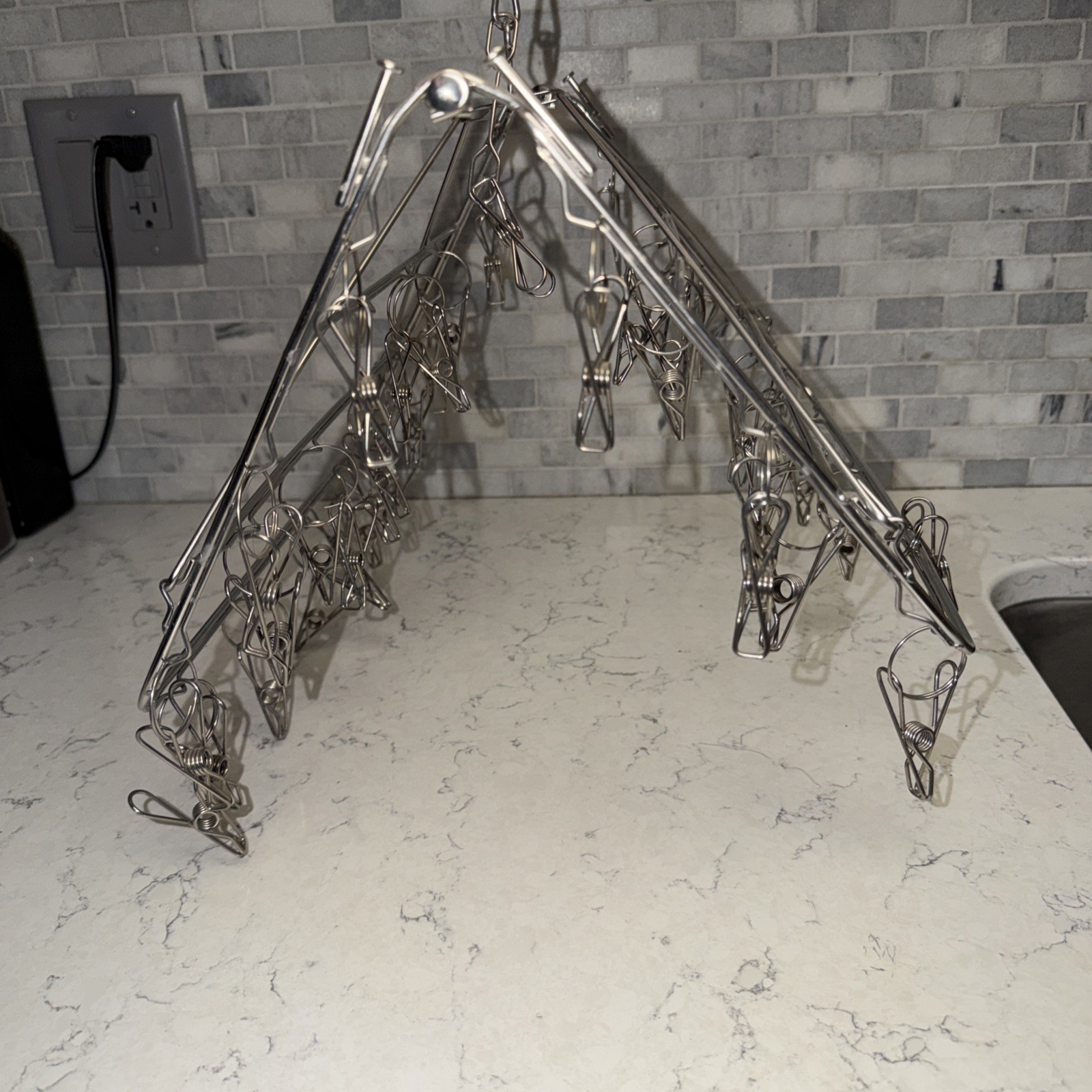 Stainless Steel 41 Clip Folding Laundry Drying Rack Hanger Socks Underwear