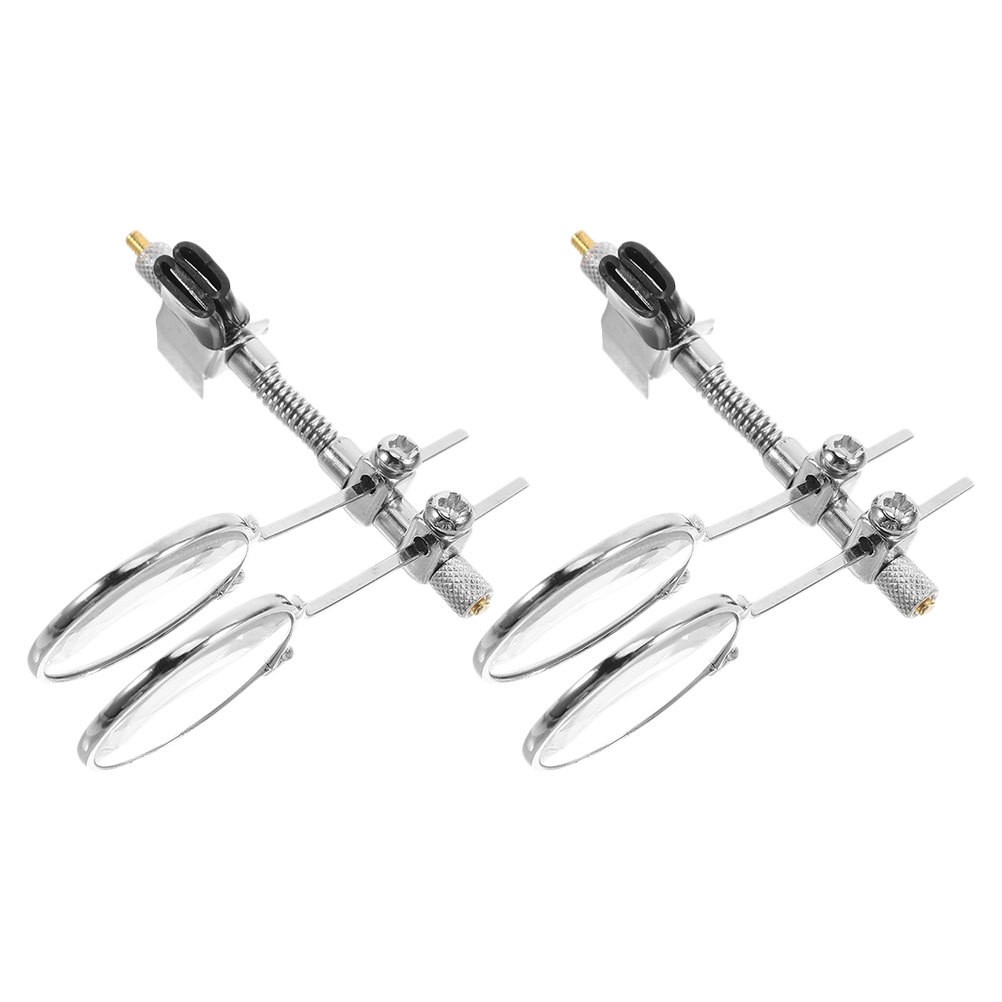 2Pcs Silver Eyeglass Magnifier Clip with Double Glass Lens Durable Metal