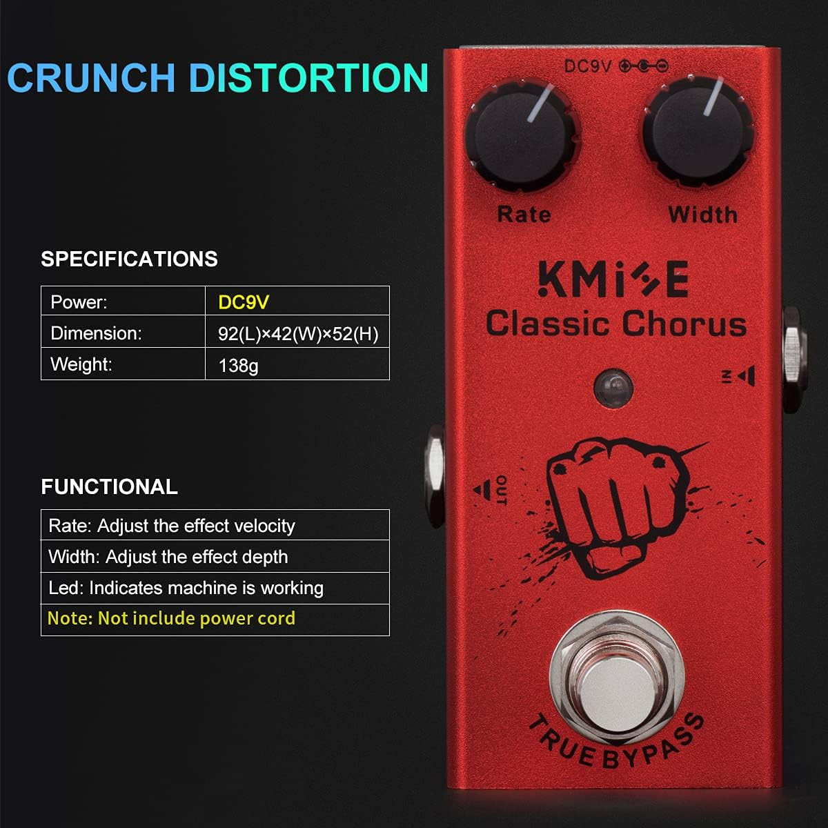 Kmise Classic Chorus Electric Guitar Effects Pedal Mini Single Type DC 9V True B