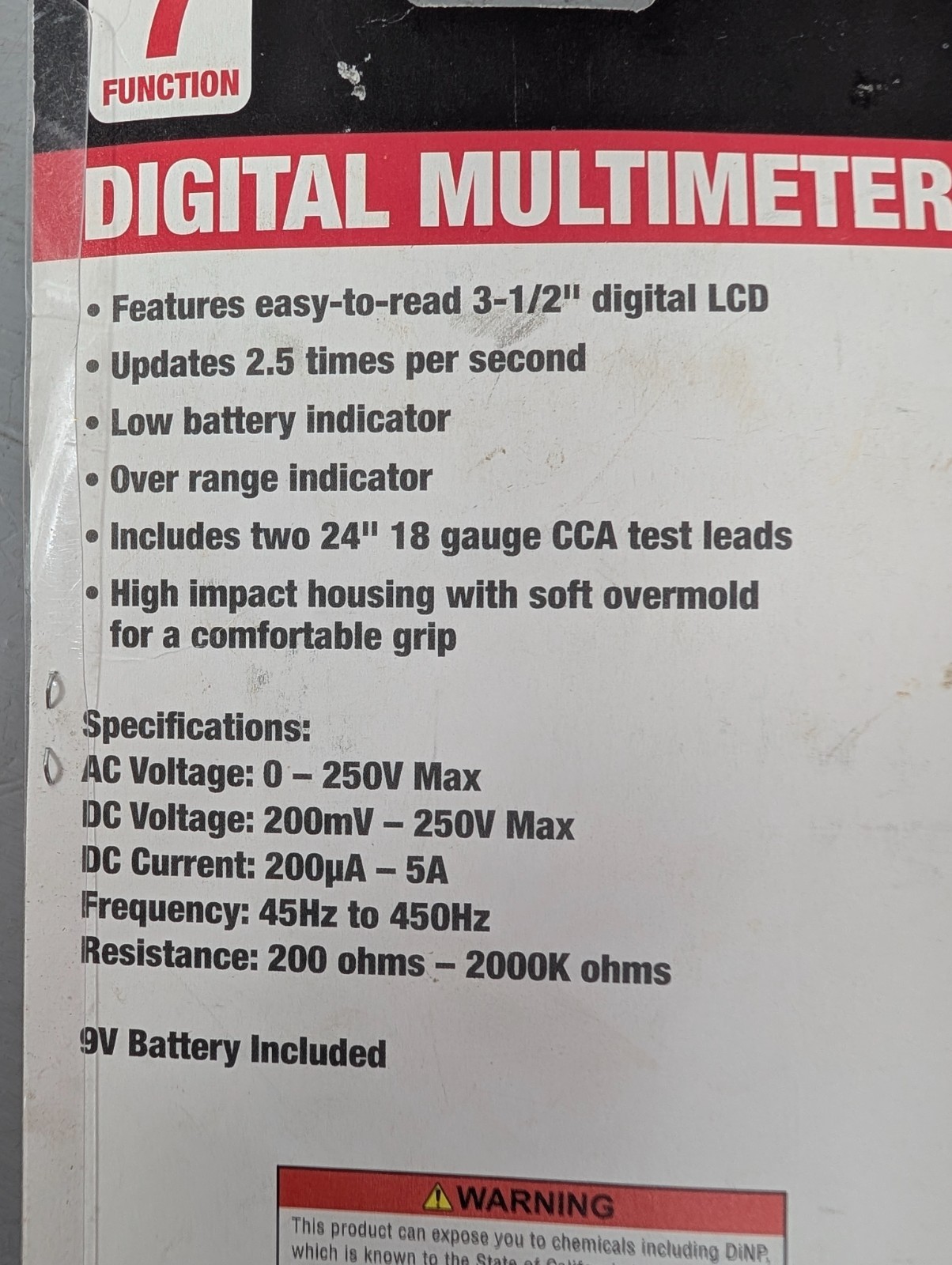 7 Function Digital Multimeter Digital LCD Red 250V Max Electrical Tools New