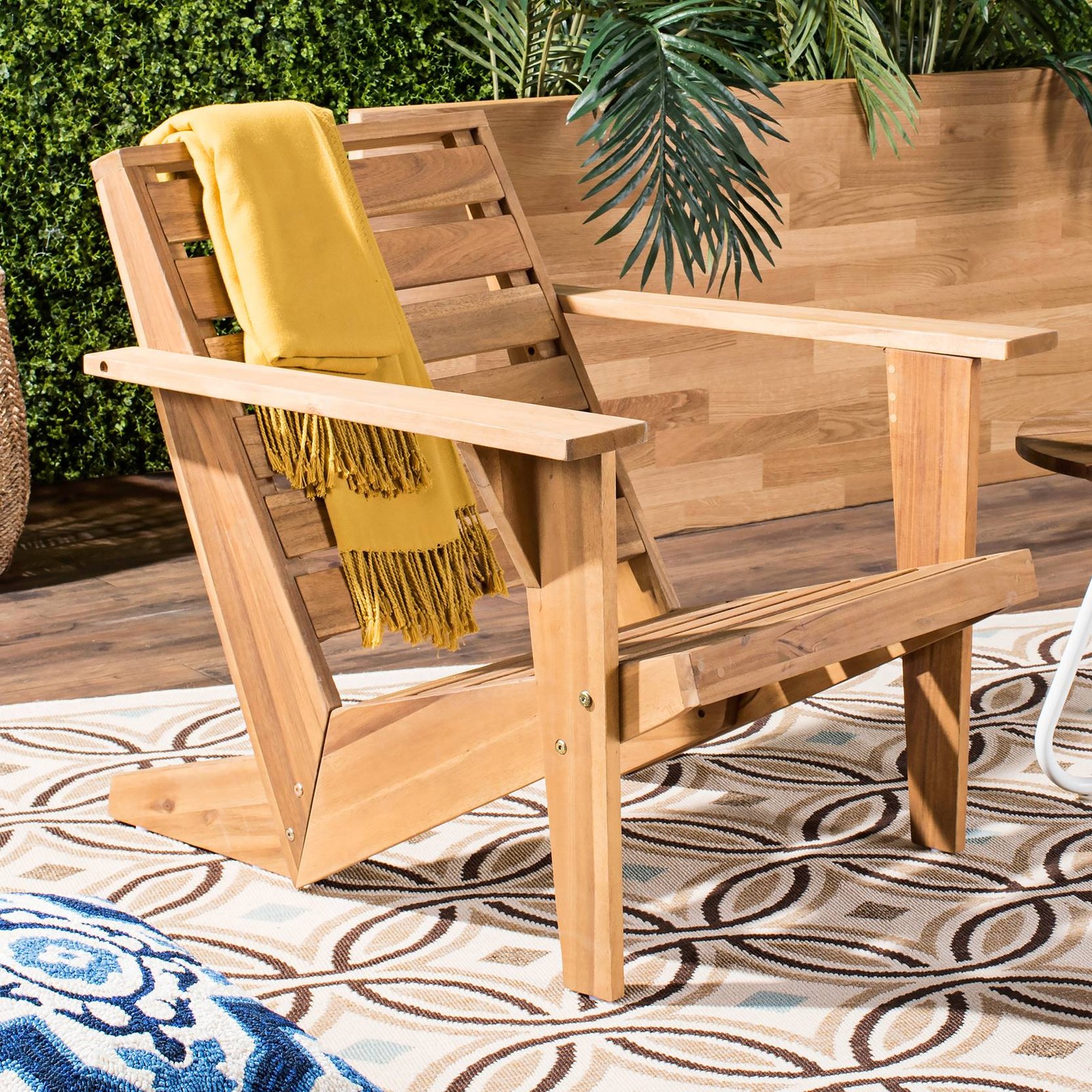Safavieh Lanty Natural Acacia Adirondack Outdoor Armchair
