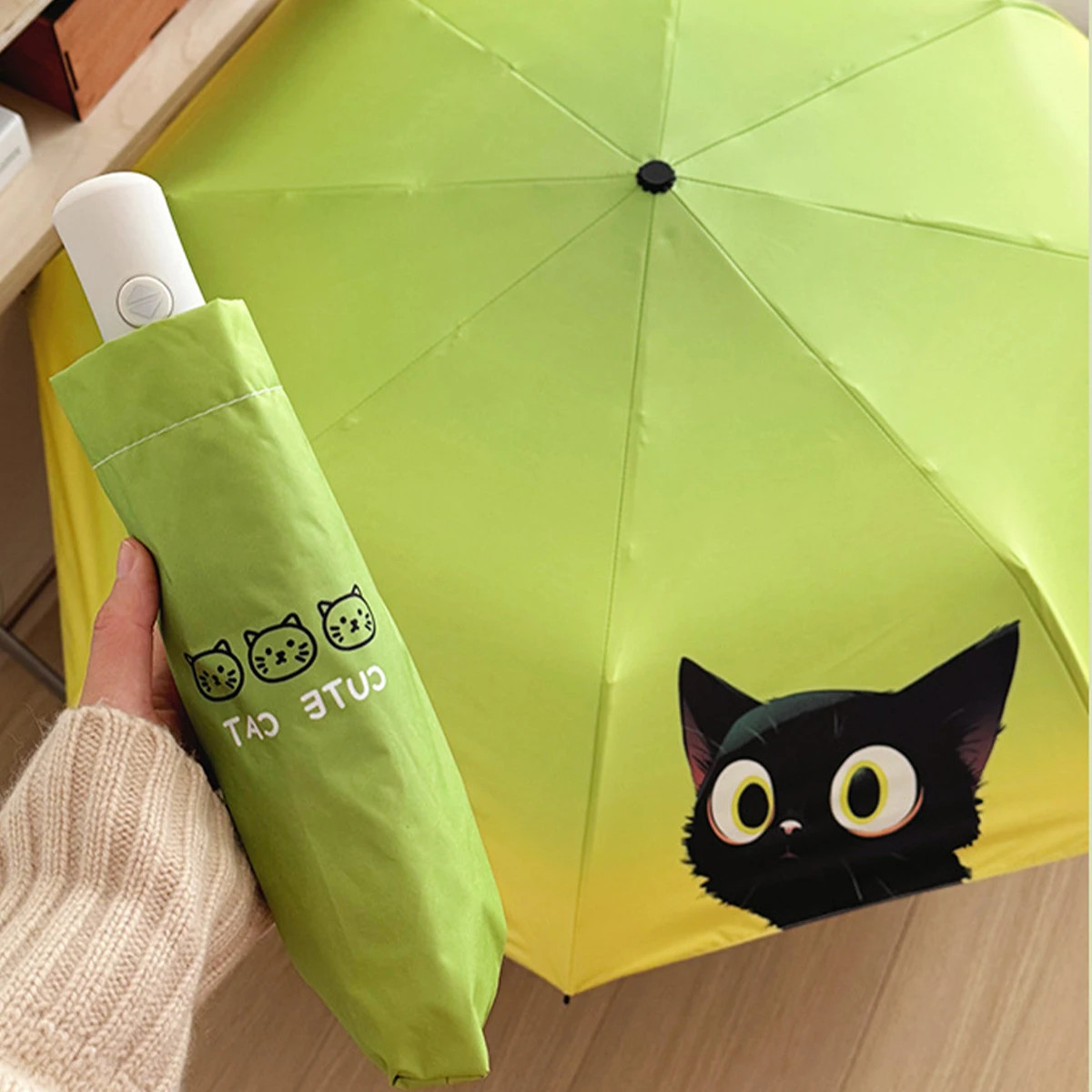 Cat Folding Umbrella Automatic Sunscreen, UV Protection, Rain and Rain Dual purp