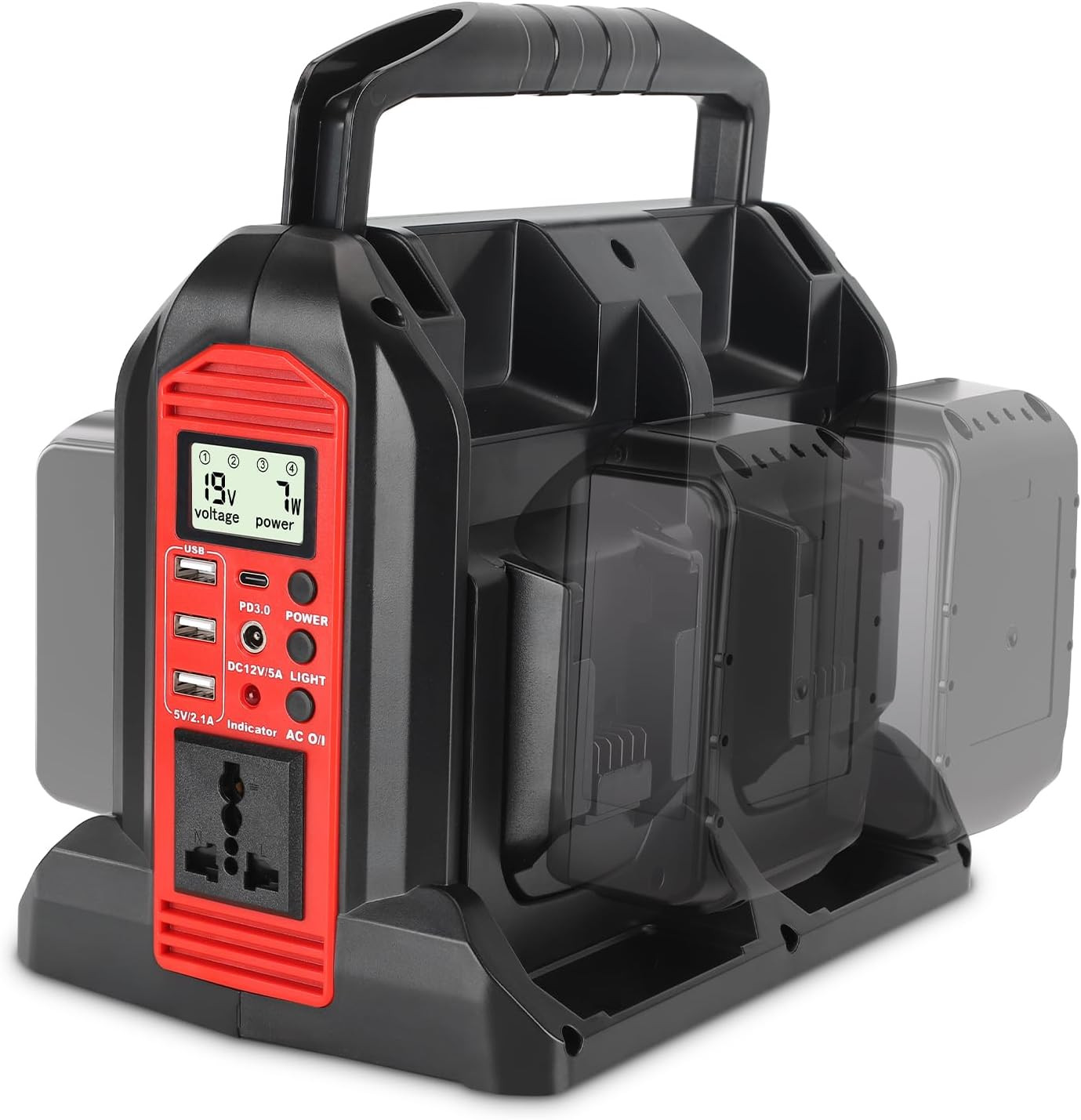 350W Inverter for Milwaukee 18V Li-Ion Battery, 4-Port 20V to 120V Pure Sine Wav