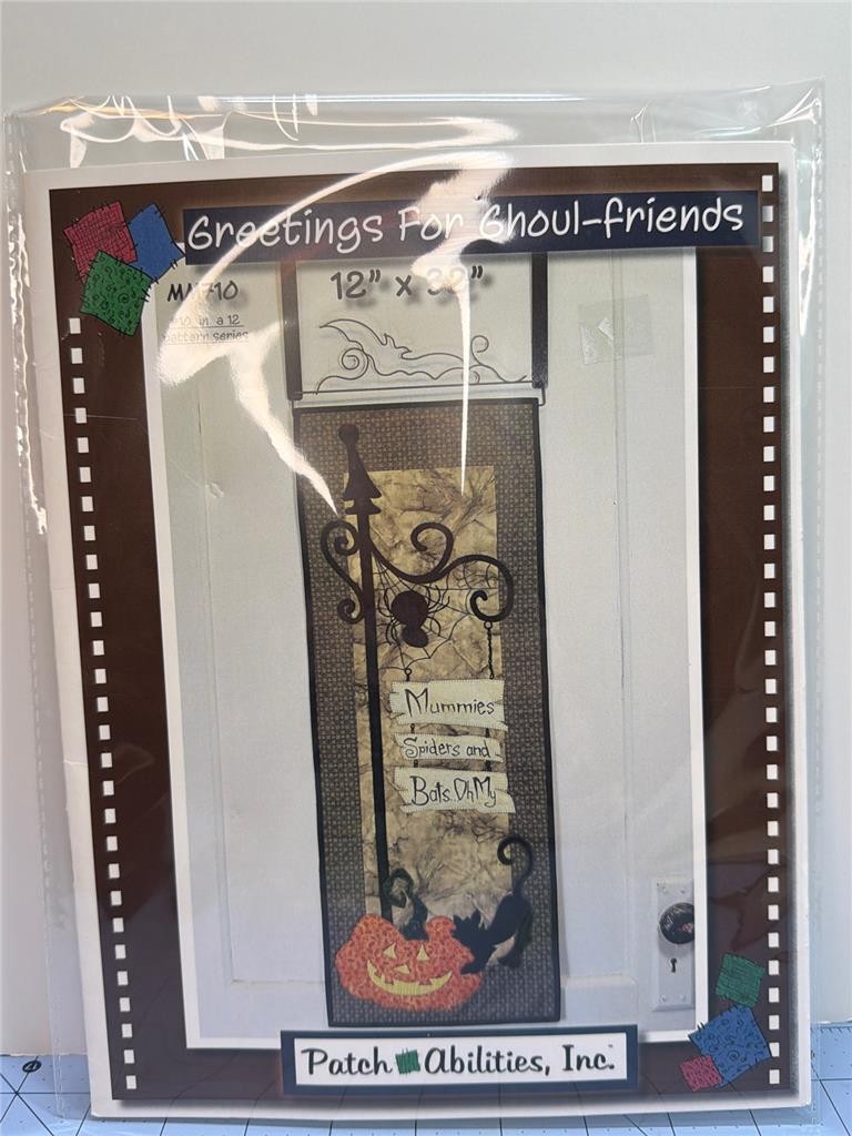 PATCH ABILITIES, INC. Quilt Pattern - GREETINGS FOR GHOUL-FRIENDS 12" x 32"