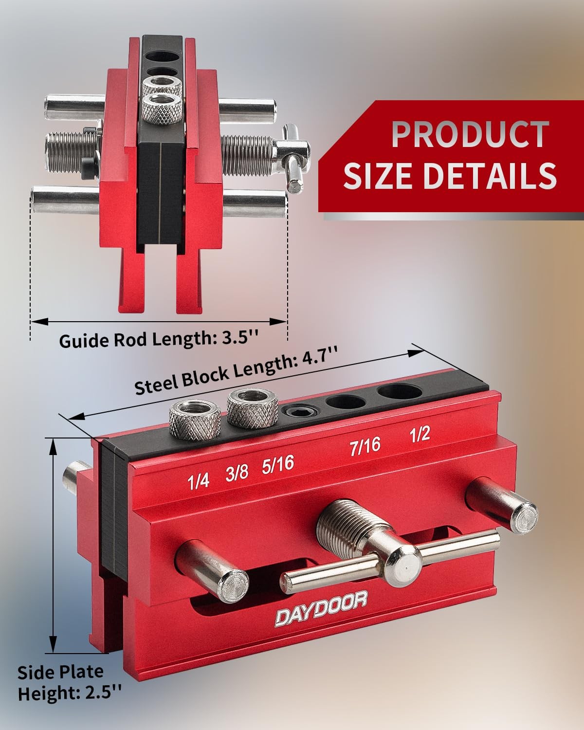 2.1 Self Centering Dowel Jig, Universal Capacity Doweling Jig & Drill Guide for