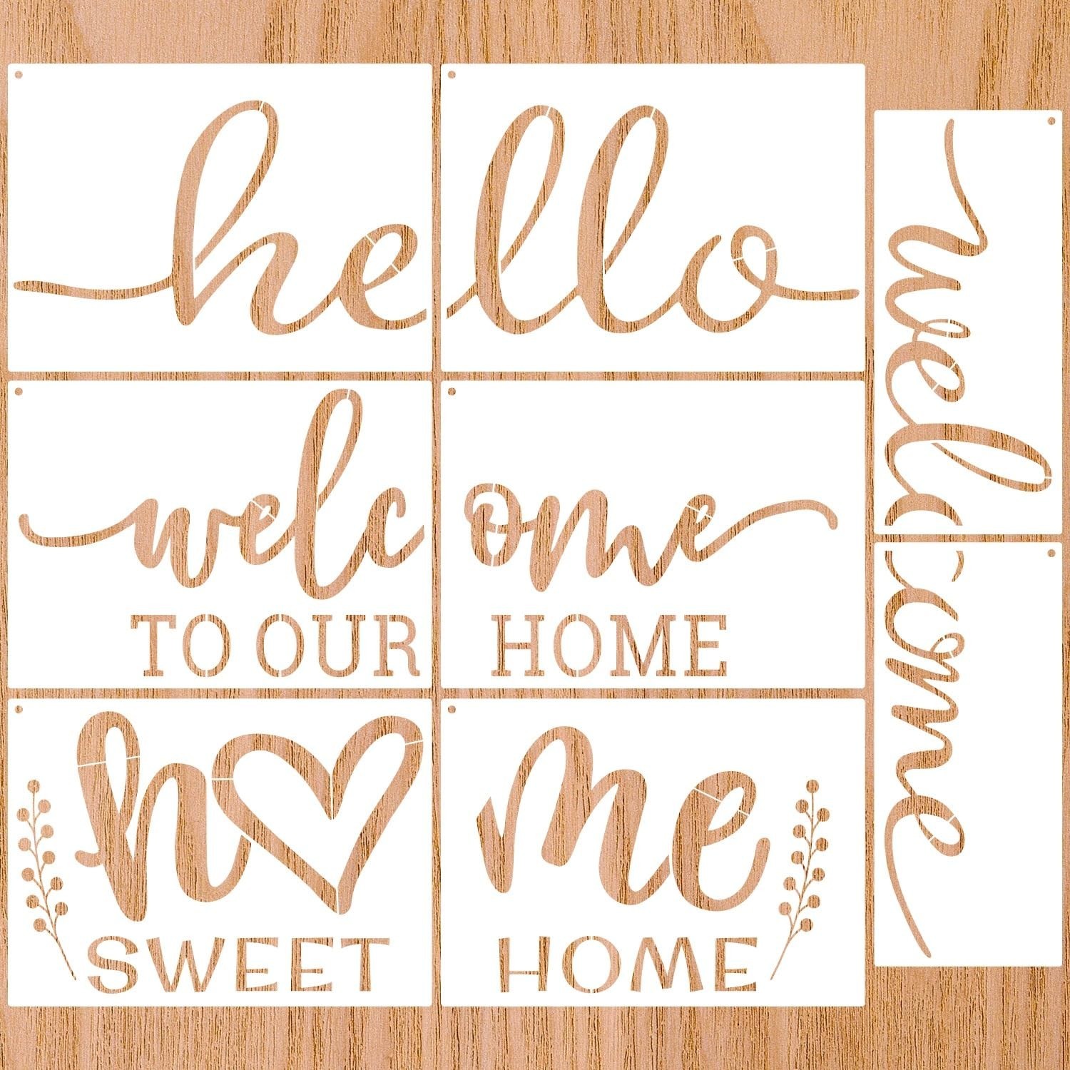 Door Mat Stencils for Painting, Reusable Welcome Stencil Home Templates for P...
