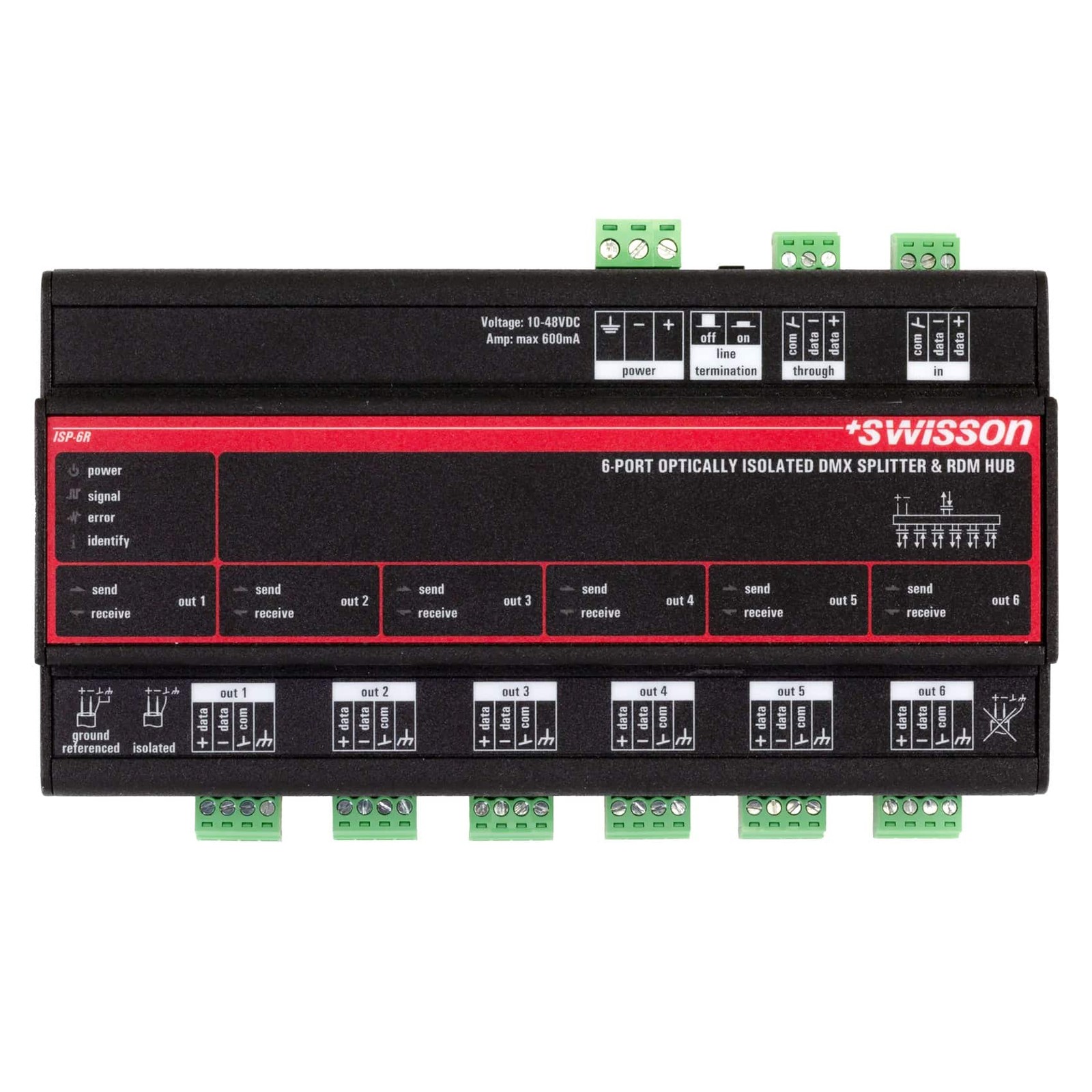 Swisson ISP DMX RDM Splitter /Booster ISP-6R-TERM (Open Box)