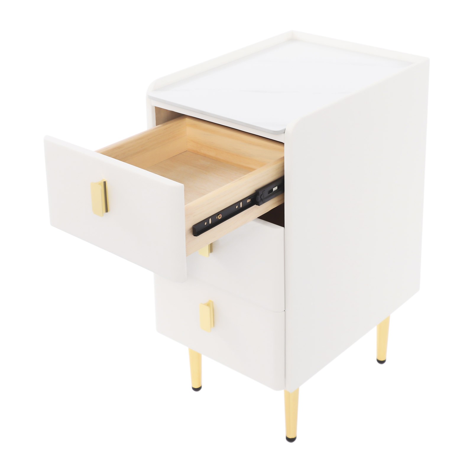 3 Drawers End Table Narrow Nightstand Modern Bedside Table W/ 4* Support Legs