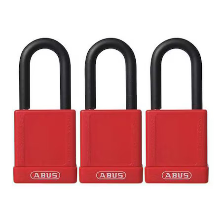 Abus 74/40 Kax3 Red Lockout Padlock, Keyed Alike, Plastic-Covered Aluminum,