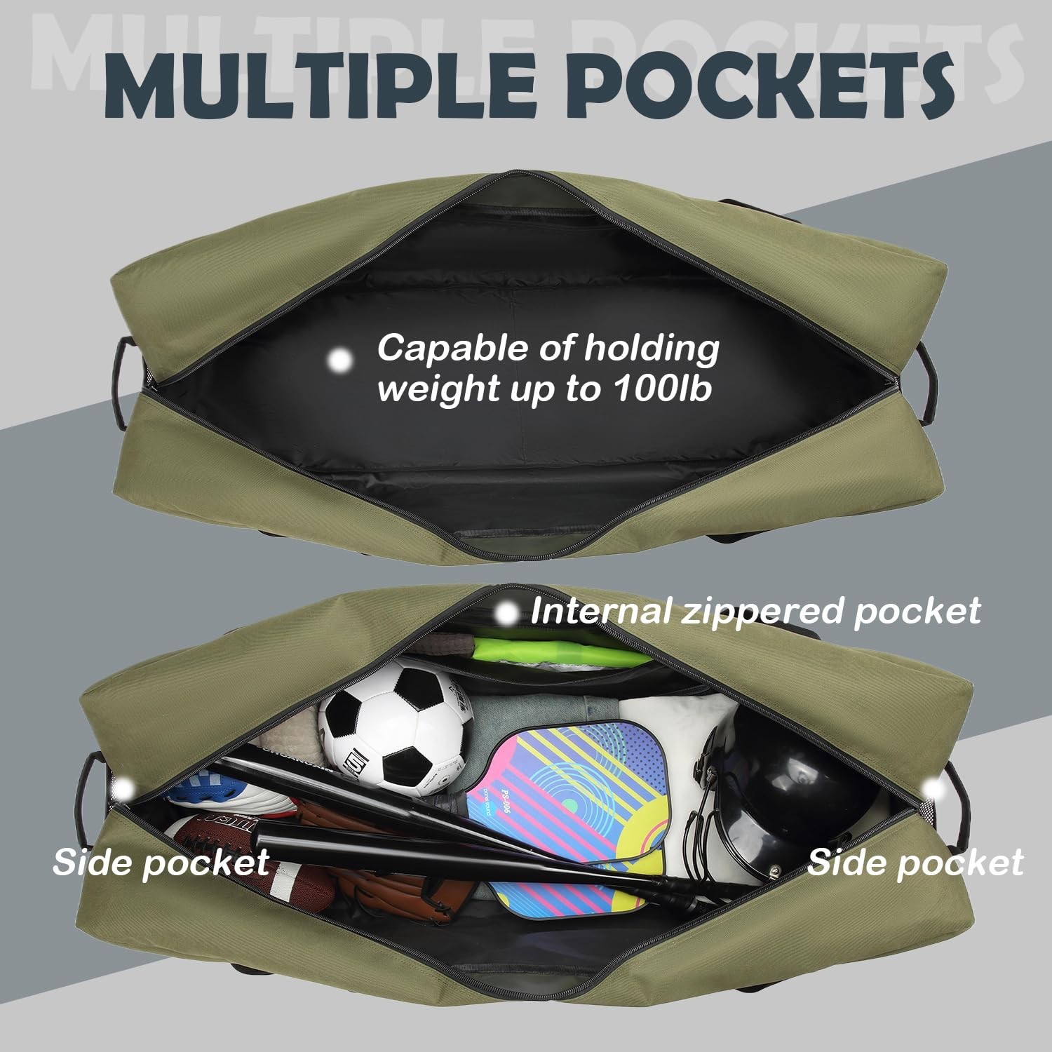 125L Extra Large Duffle Bag - Heavy Duty Duffle Bag with Multiple Pockets, Pe...