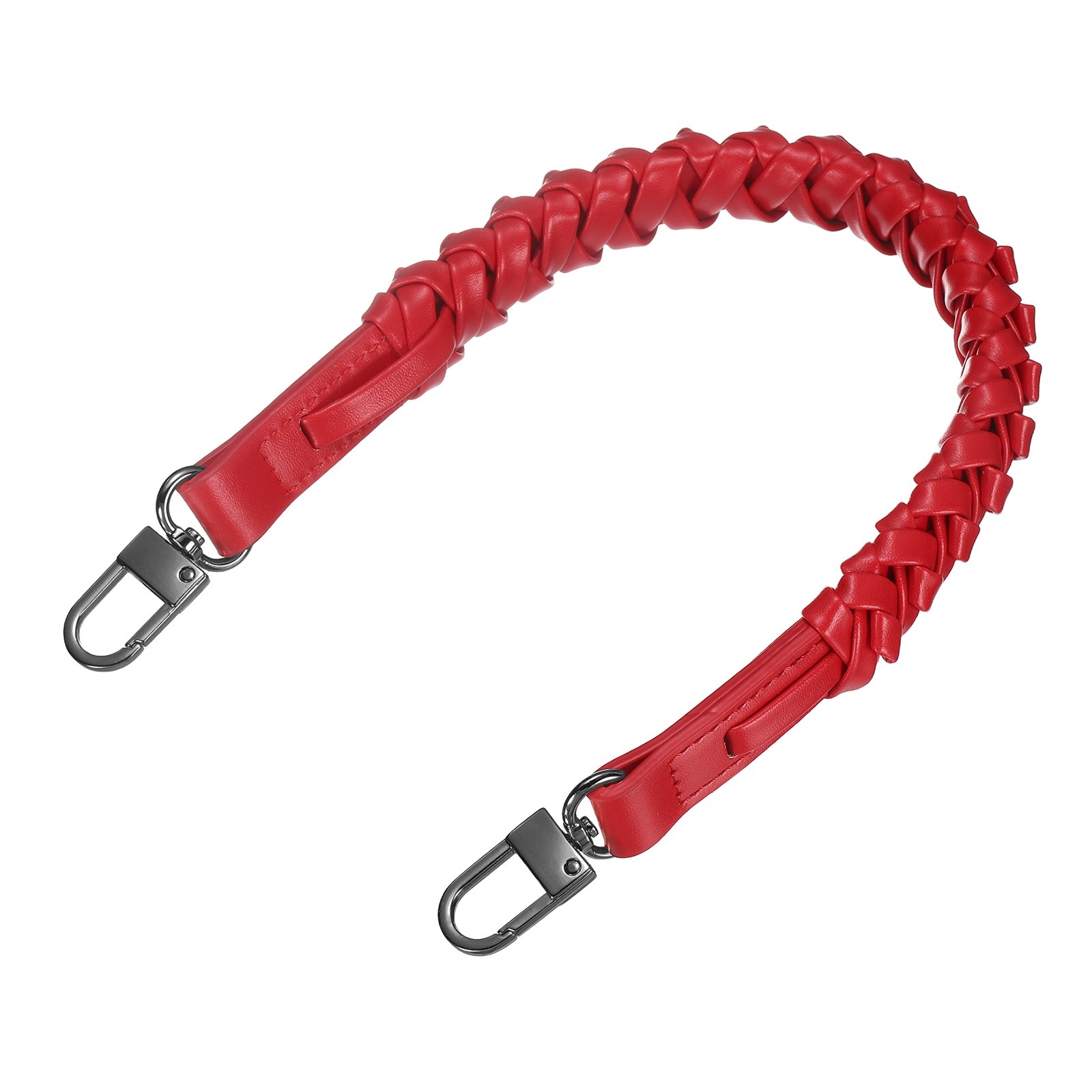 Braided Purse Strap, 1Pc 44.7cm/17.6" Red PU Leather with Black Buckles