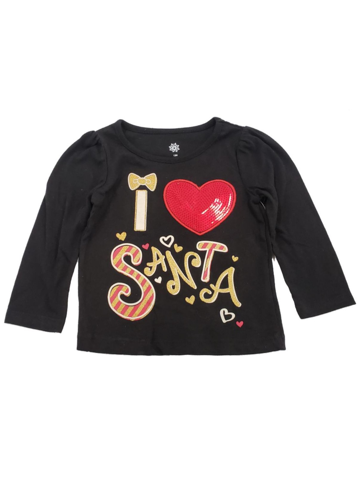 Infant Toddler Girls I Heart Santa Sequin Christmas Glitter Baby Tee TShirt 12m