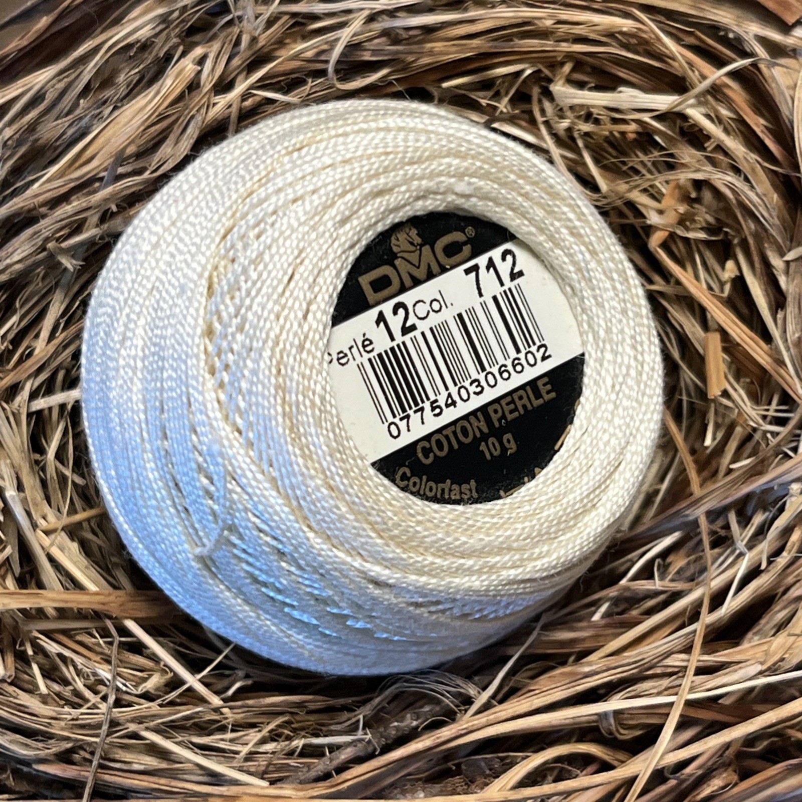 DMC Pearl Cotton Perle 141 yd Ball 10g Size 12 Cream 712 New old stock
