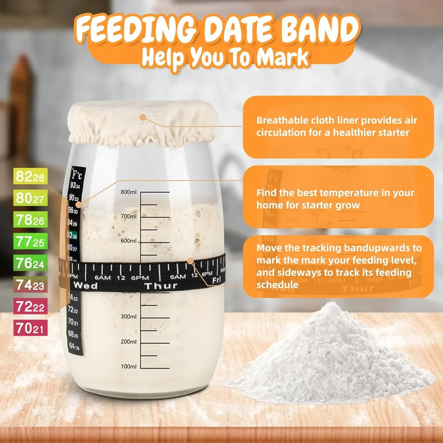 Complete Sourdough Starter Kit | 15-Piece Bread Baking Set | 35oz Glass Jar