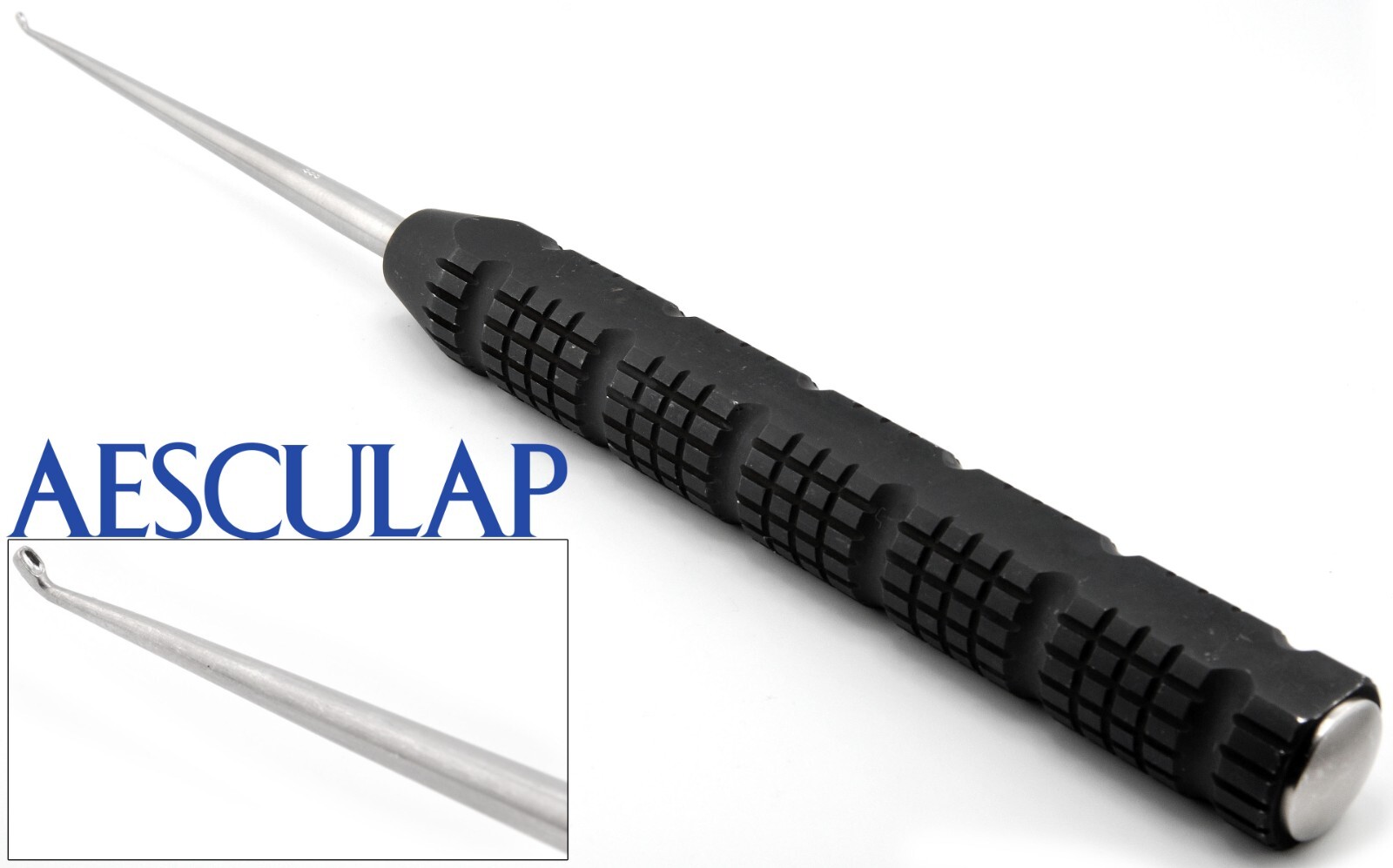 AESCULAP MN052R Oval Orthopedic Spine Bone Curette Tip  3.5x5mm #000 15" long XL