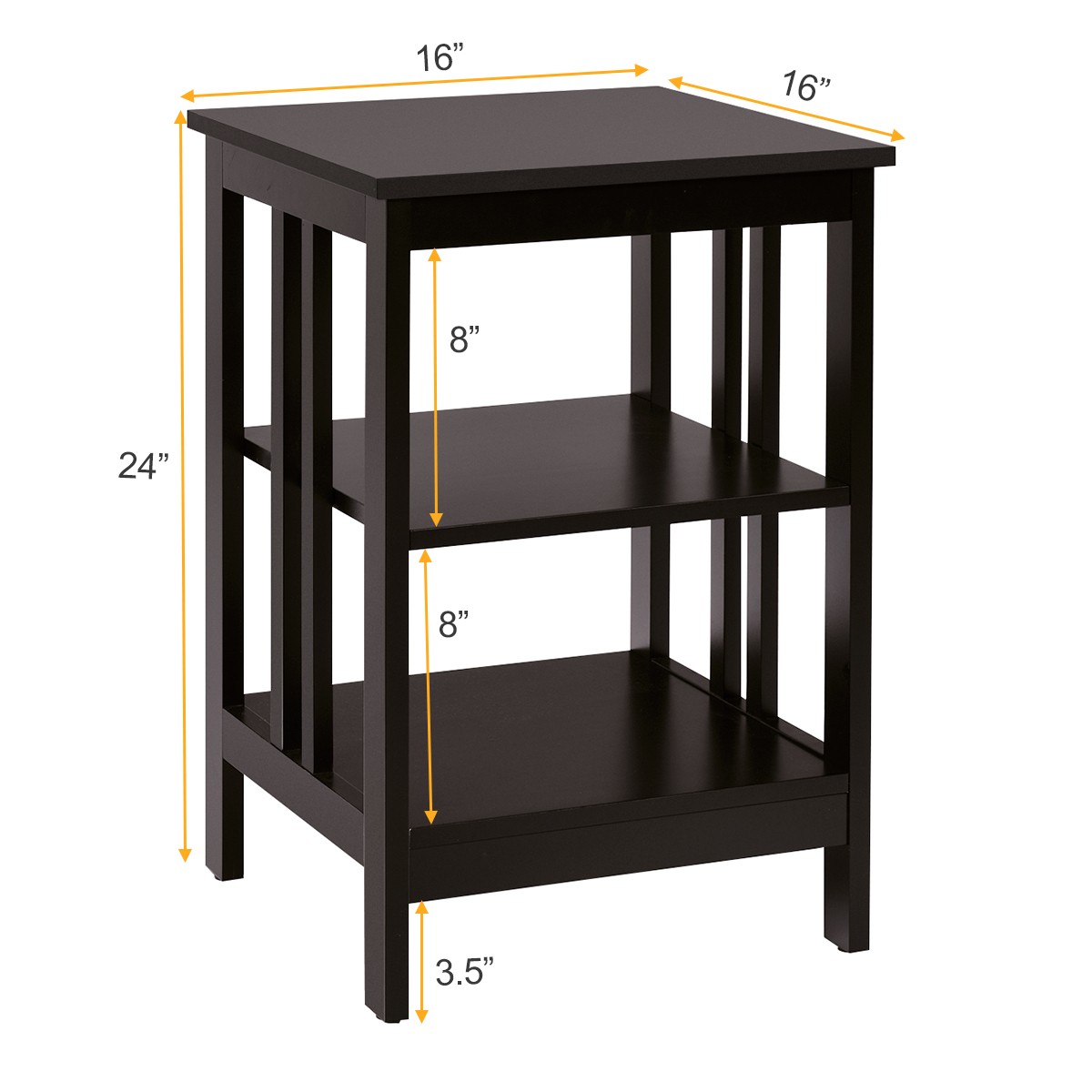 3-tier Side Table Nightstand Sofa End Table Storage Display Shelf Espresso