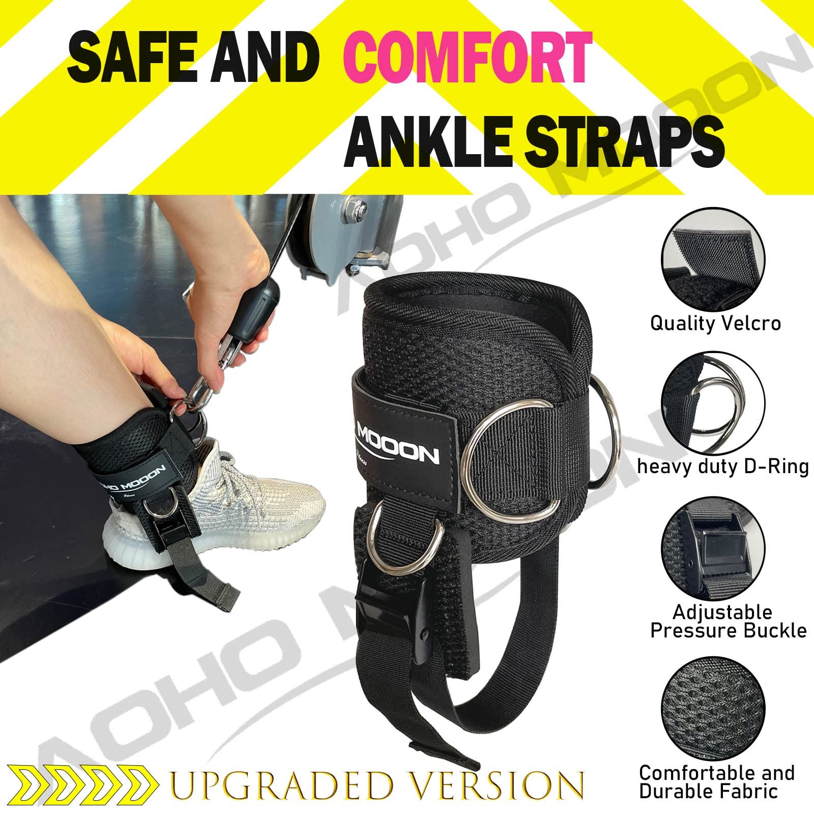 Adjustable Ankle Straps for Cable Machines Neoprene Cuffs for Glute Kickbacks