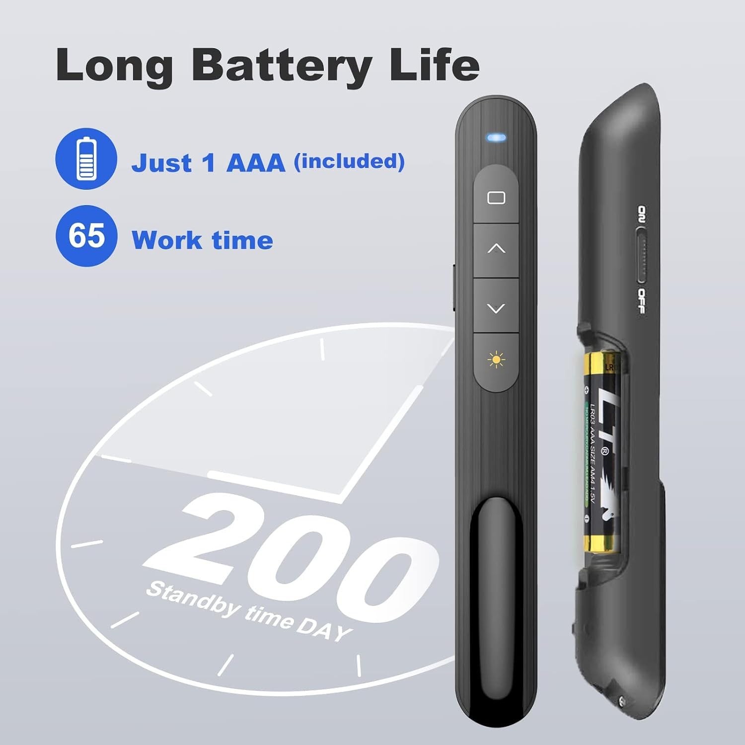 Ergonomic Wireless Presenter with Red Light - 100ft Range for Seamless Control