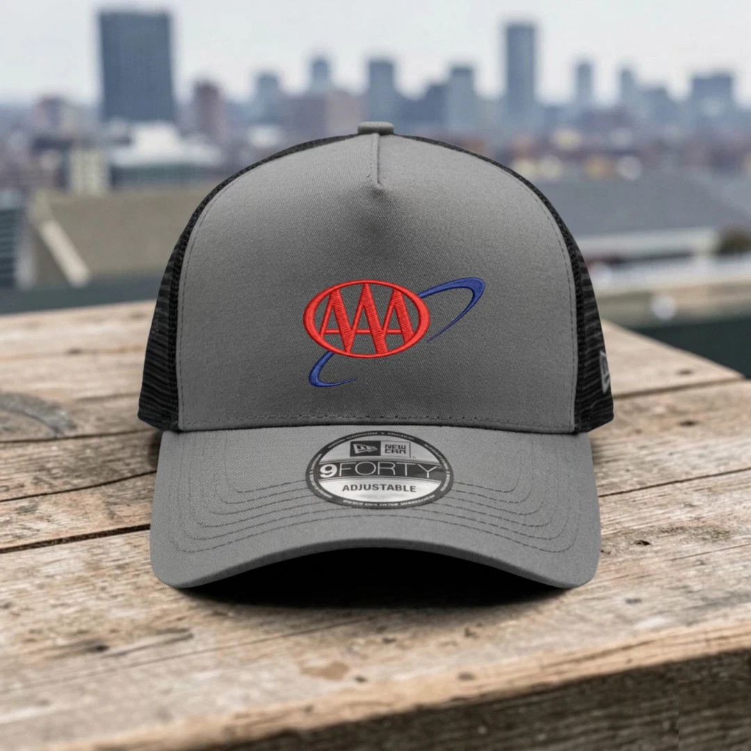 AAA Roadside Assistance Embroidered Logo Gray Trucker Hat Mesh Adjustable Cap