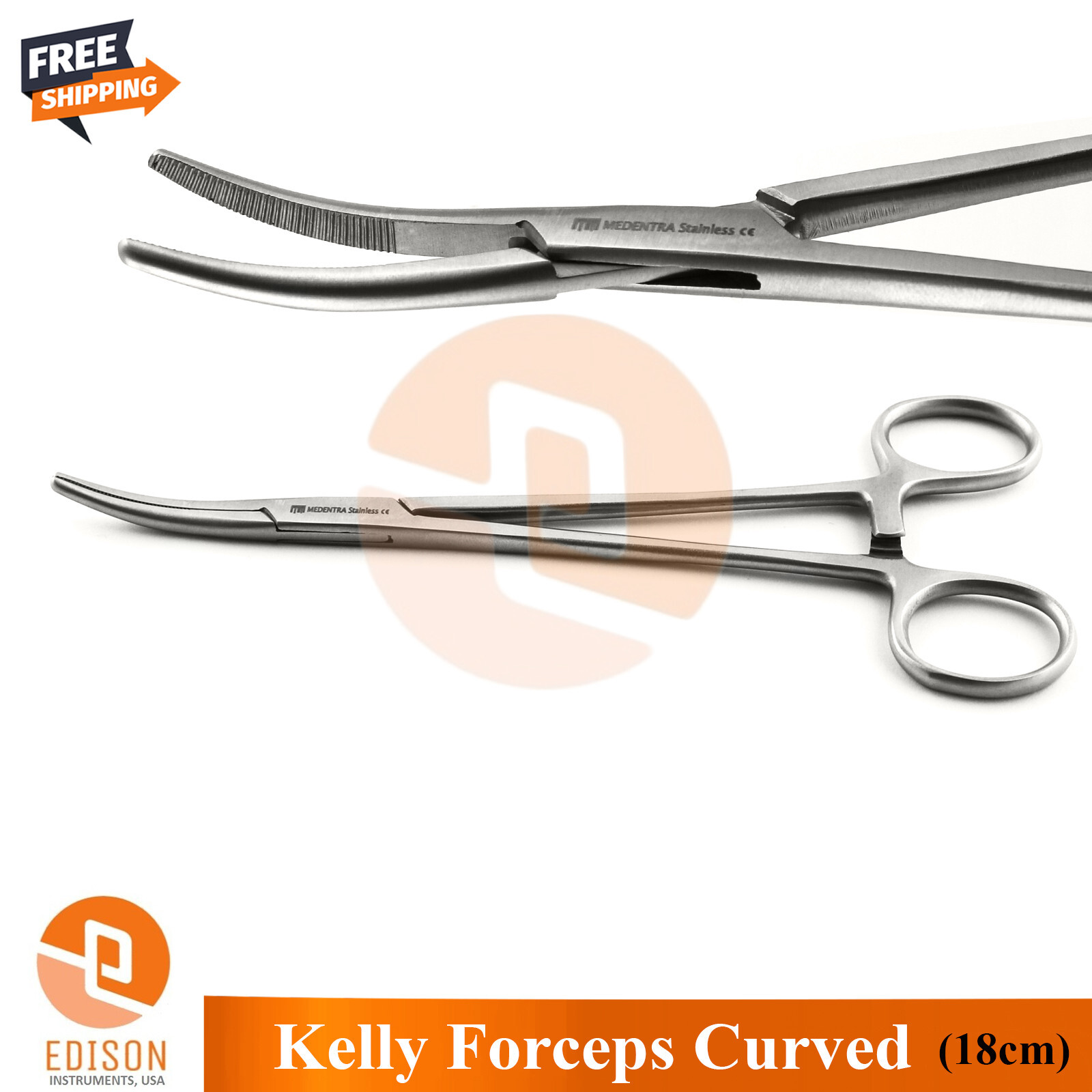New Hemostatic Locking Serrated Forceps Curved Kelly 18cm Artery Tissue Clamp