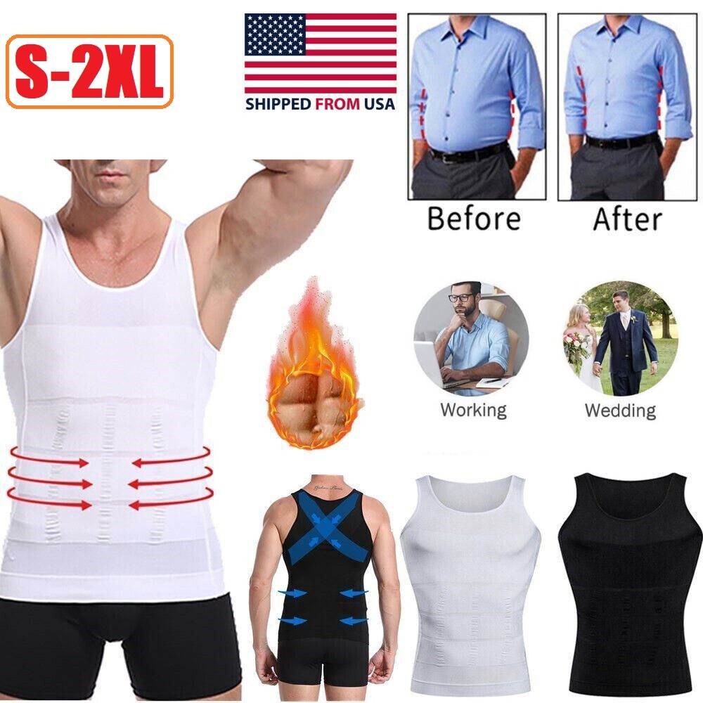 Men's Body Shaper Slimming Shirt Tummy Vest Thermal Compression Muscle Underwear