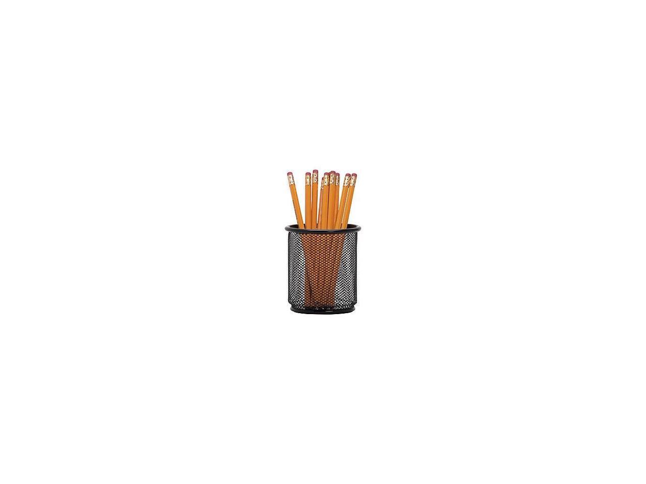 Lorell Steel Pencil Cup 3-1/2"x3-7/8" Black Mesh 84149