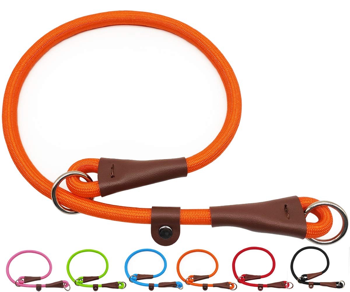 MayPaw Slip Collar Nylon Rope Adjustable for Dog 20" x 1/4", Orange