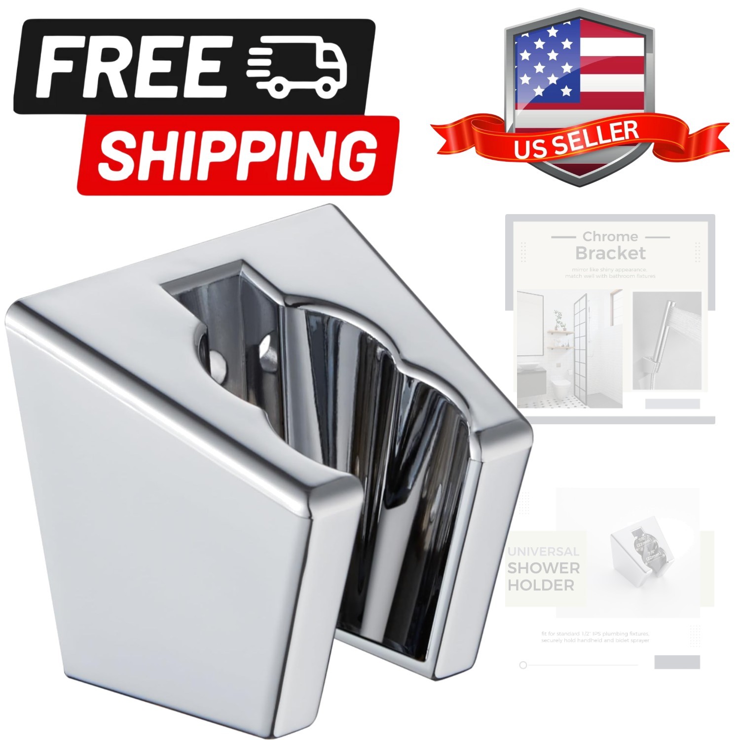 Hand Shower Bracket with Two Slot, Bathroom Shower Head Hose Hanger Sprayer H...