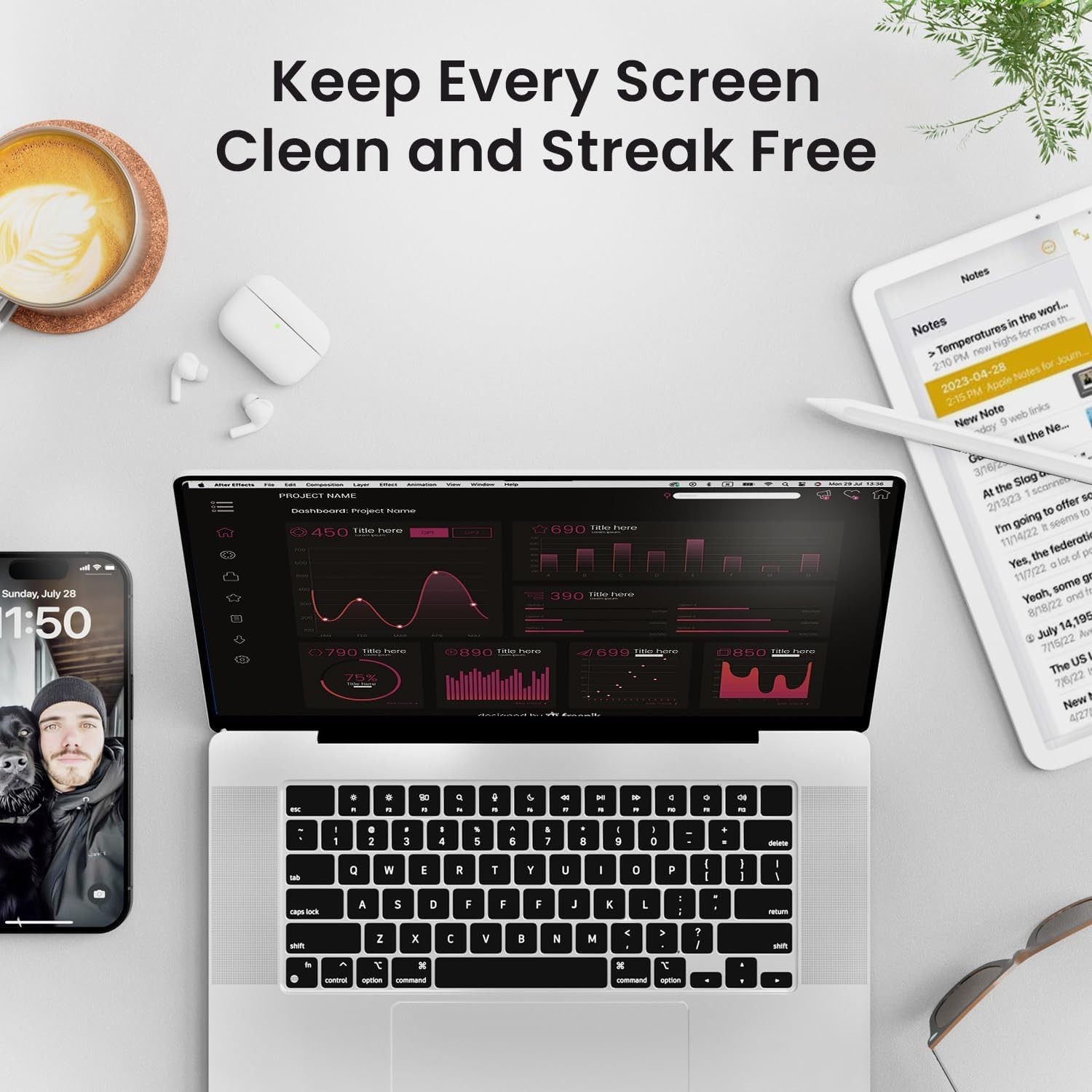 2 Pack Screen Cleaner Spray - TV Screen Cleaner Spray and Microfiber Cloth Kit