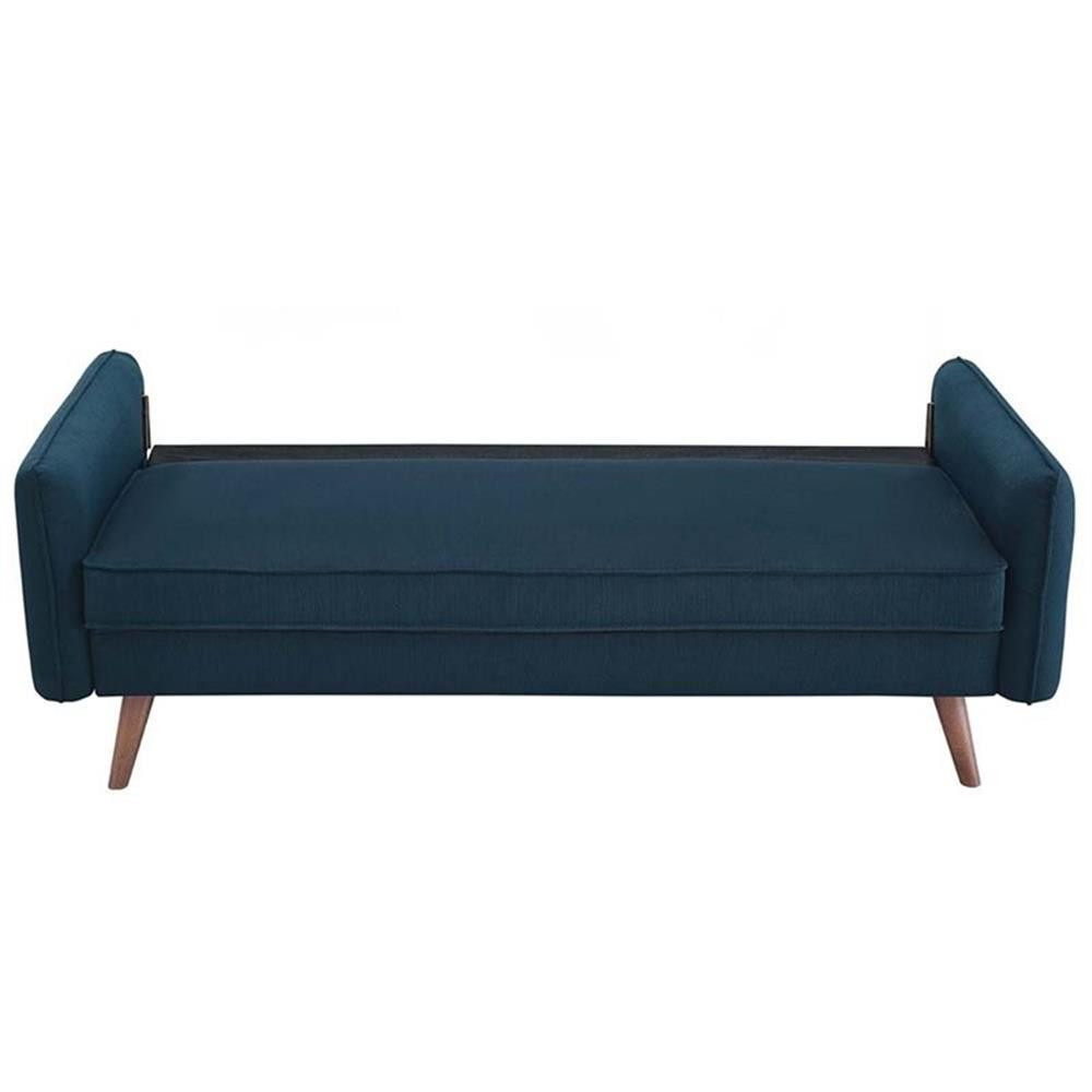 Modway Revive Modern Fabric Upholstered Sofa in Azure & Walnut