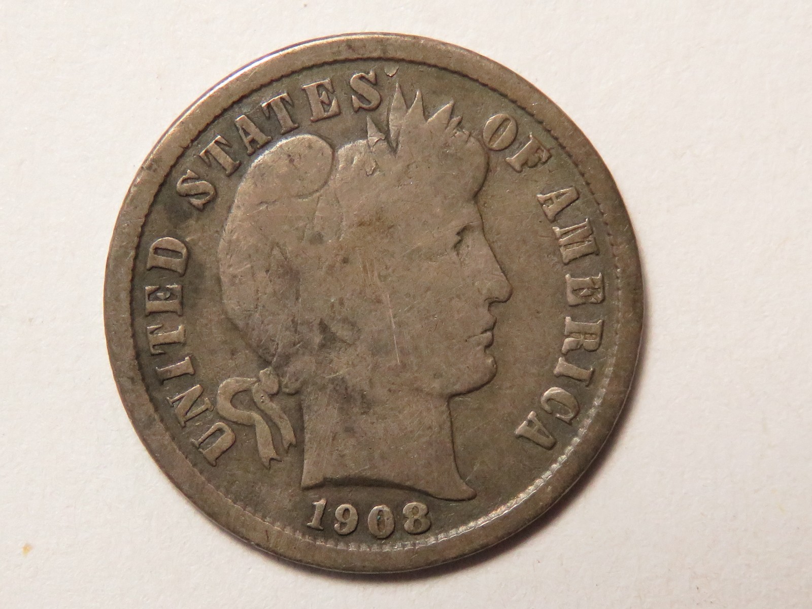 1908-S Barber Dime Grading VG