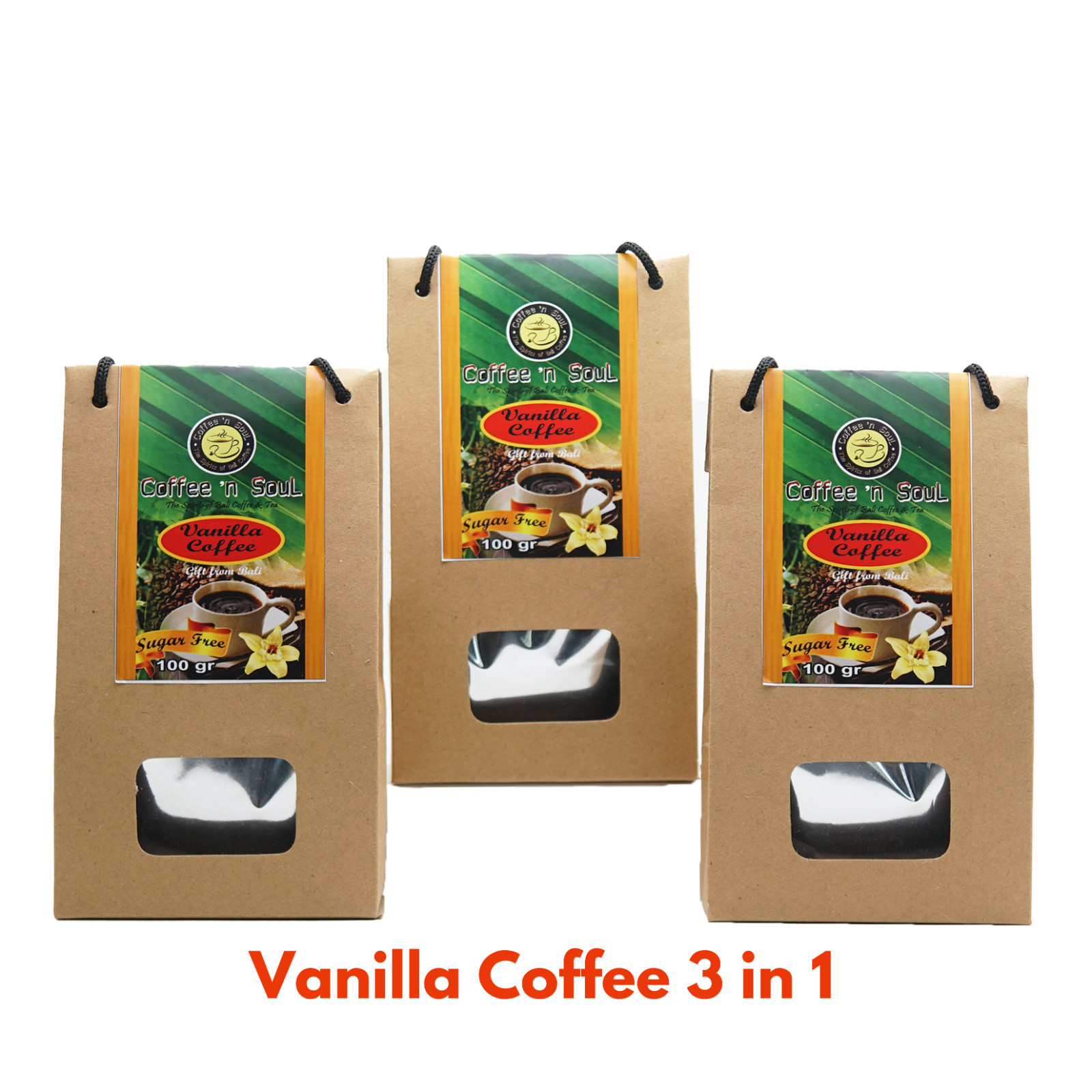 Vanilla Coffee. Bali Organic, Natural, and Herbal Sugar-Free Coffee Powder
