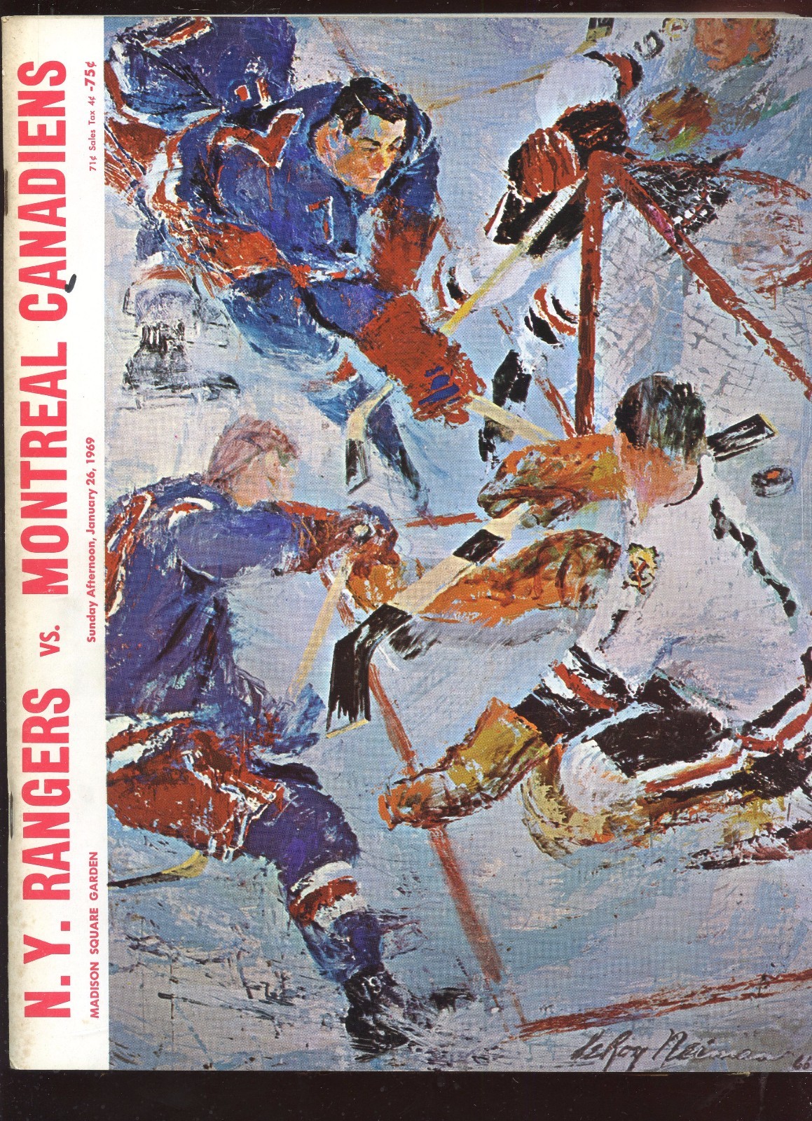 Jan 26 1969 NHL Hockey Program Montreal Canadiens at New York Rangers EXMT