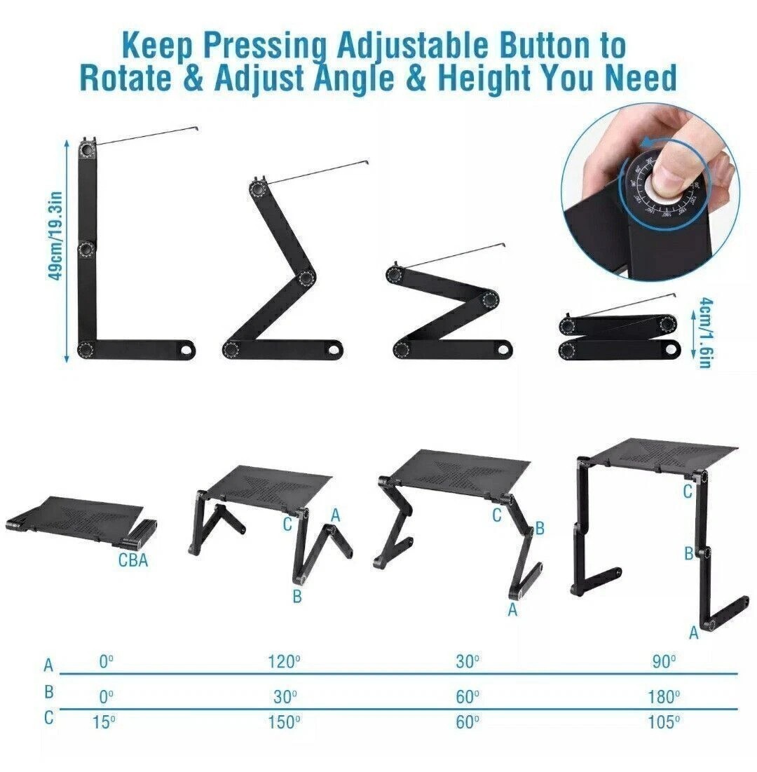 Foldable 360° Adjustable Laptop Table Stand Lap Sofa Bed Tray PC Notebook Desk