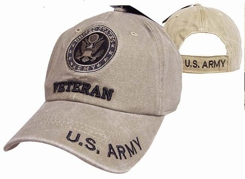 New Arrivals Official US Army Licensed Cap Army Emblem Veteran Subdue Cap Khaki