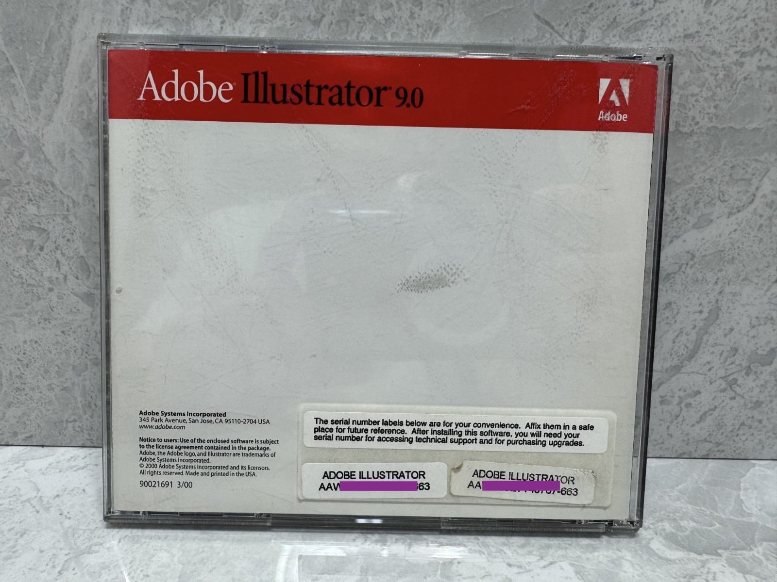 Adobe Illustrator 9.0 Education Version Mac CD w/ Serial Number Vintage 2000