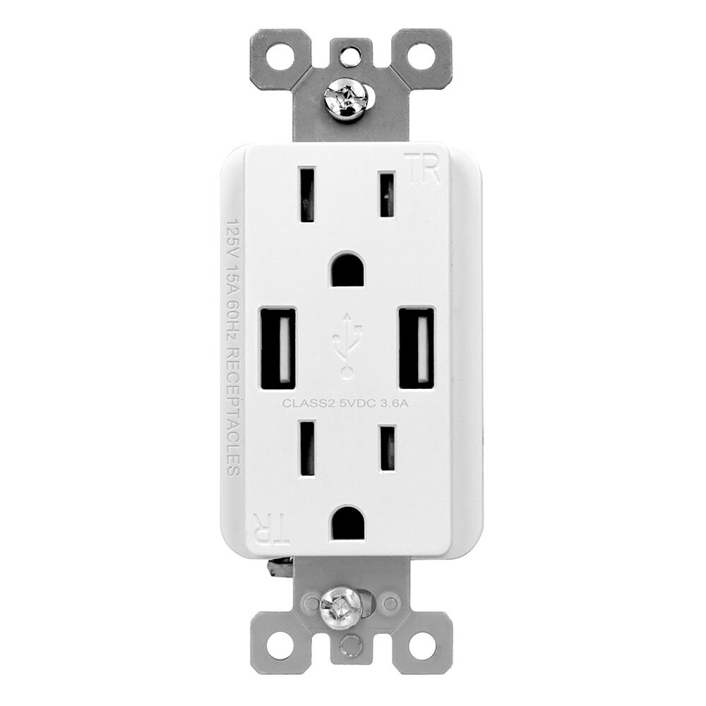 1pack 3.6A USB C Outlet with Power Delivery Duplex Receptacle in Wall, 15Amp