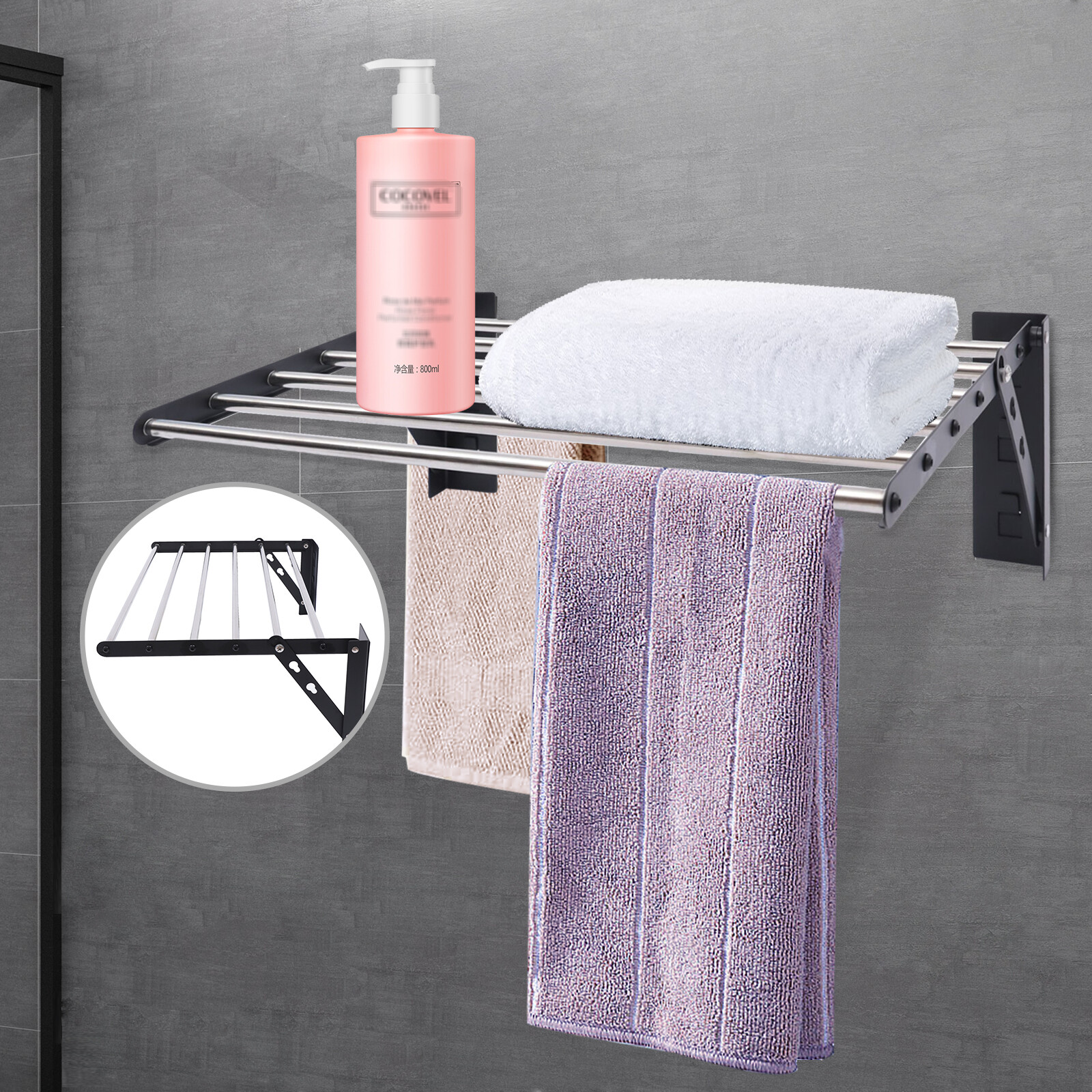 Folding Laundry Drying Rack Wall-mount Foldable Clothes Dryer Hanger Storage