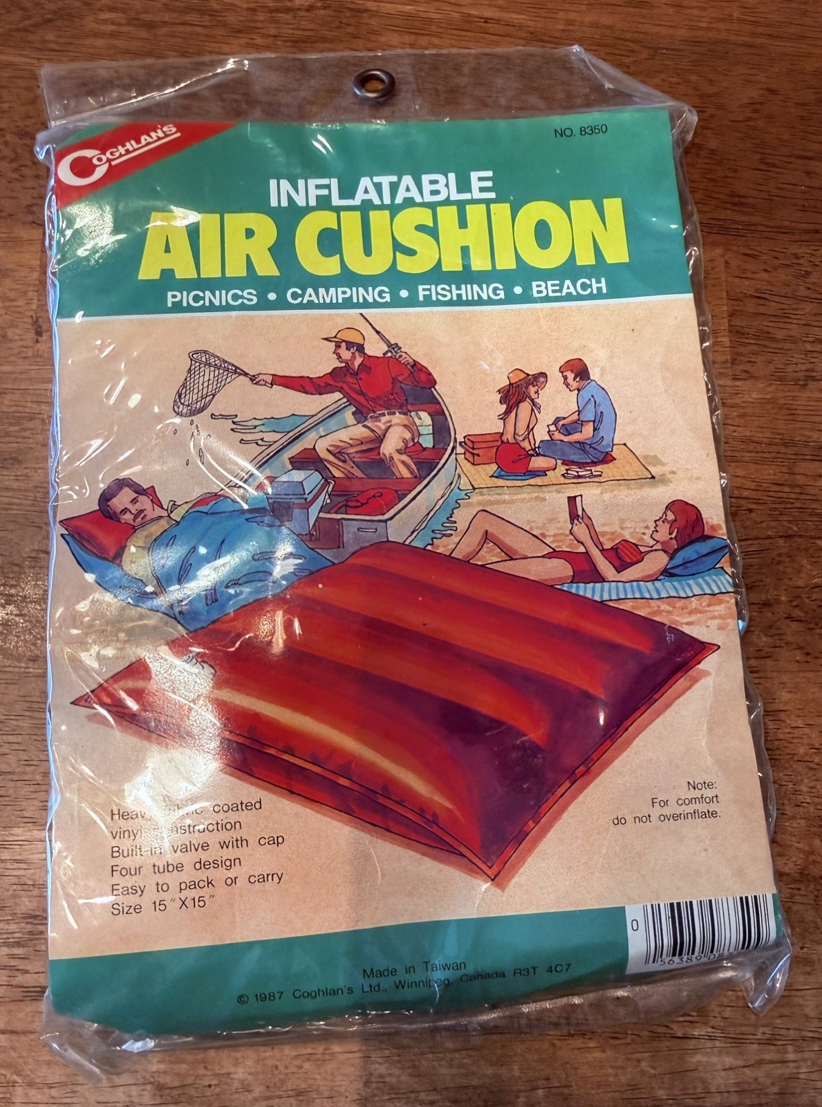 Coghlan's Inflatable Air Cushion Red Heavy Fabric Camping Beach 15"x15" 1987 A2