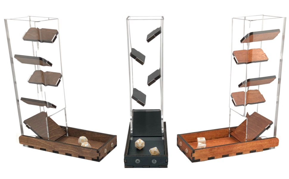 C4Labs 10" Tall Clear Dice Tower & Basic Tray - Walnut